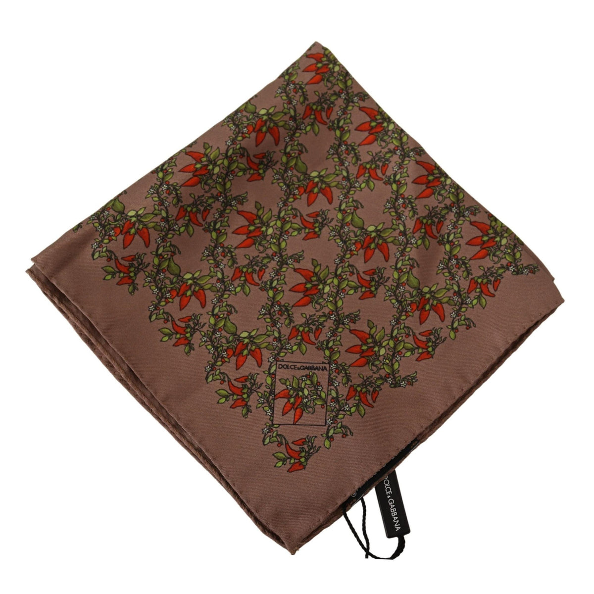Dolce & Gabbana Brown Carrots Print Silk Handkerchief