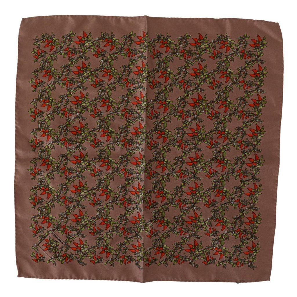 Dolce & Gabbana Brown Carrots Print Silk Handkerchief