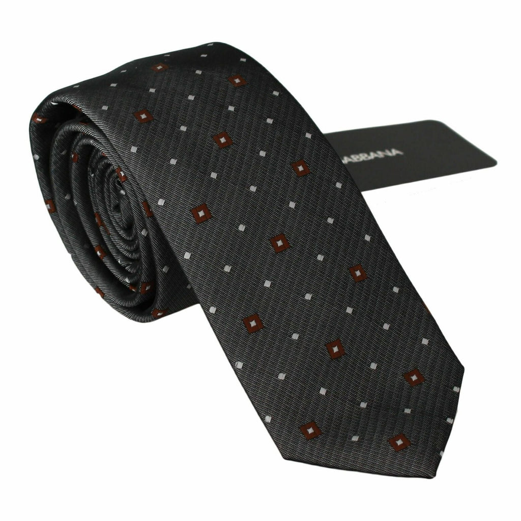 Dolce & Gabbana Gray Patterned Classic Mens Slim Necktie