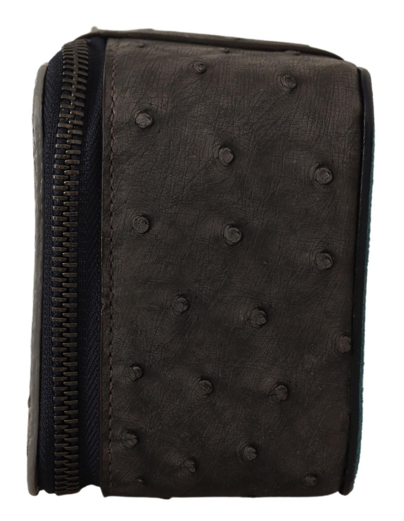 Dolce & Gabbana Gray Skin Leather Vanity Case Toiletry Shaving Bag Dolce & Gabbana