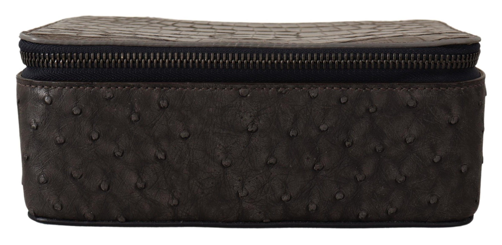 Dolce & Gabbana Gray Skin Leather Vanity Case Toiletry Shaving Bag Dolce & Gabbana