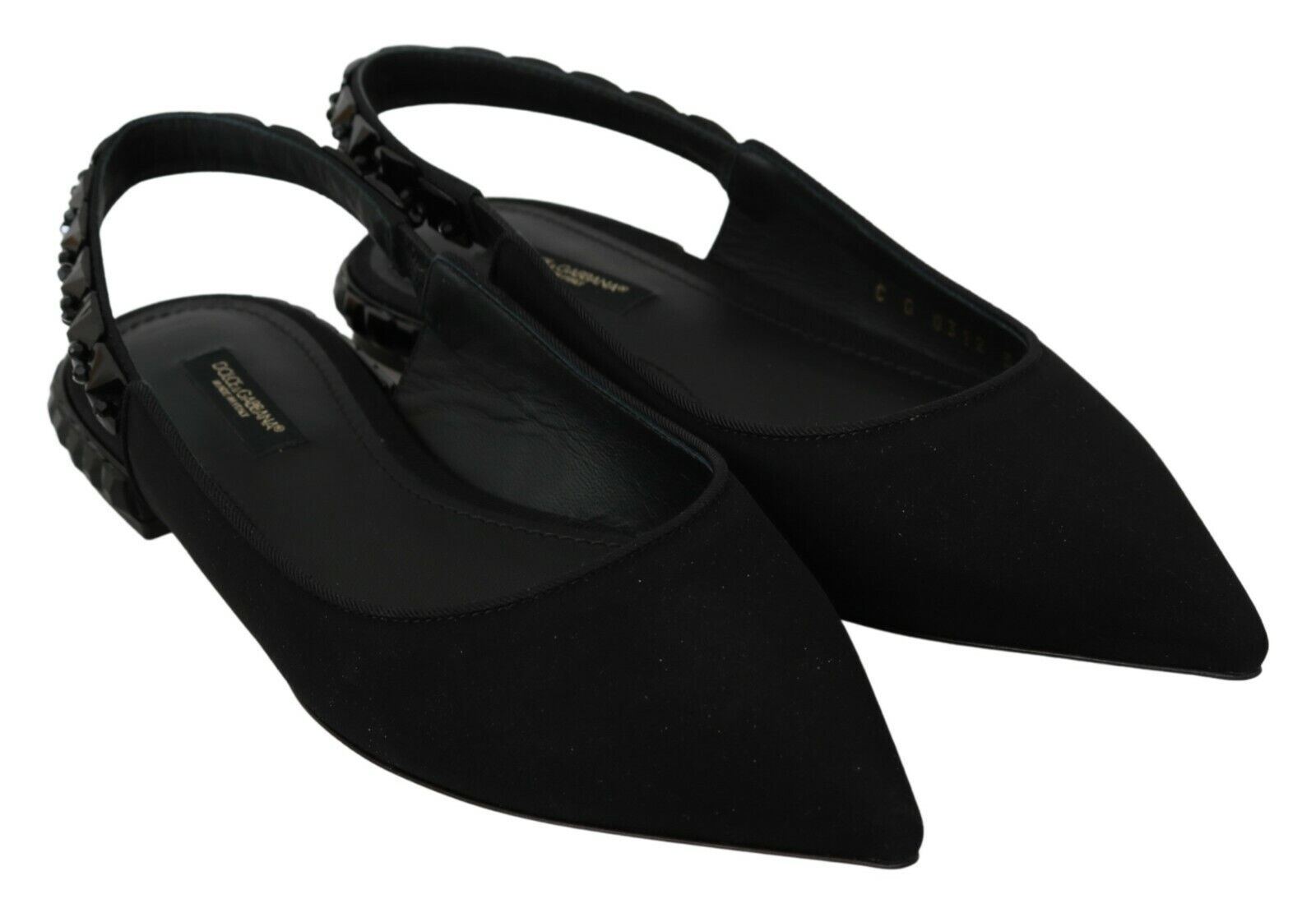 Dolce & Gabbana Black Flats Slingback Charmeuse Shoes Dolce & Gabbana