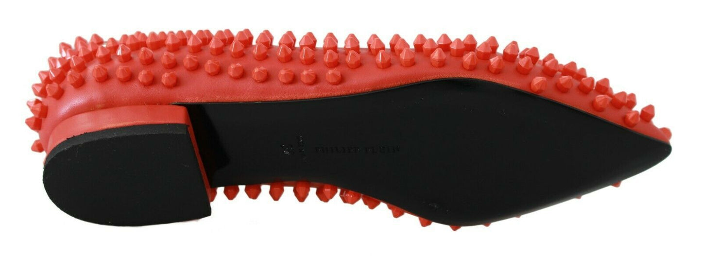 Philipp Plein Orange Leather Ballerina WHAT I DO Flats Shoes Philipp Plein