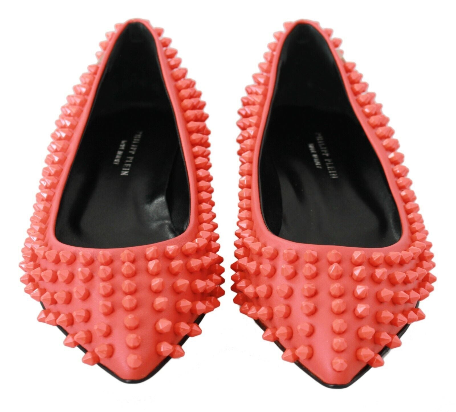 Philipp Plein Orange Leather Ballerina WHAT I DO Flats Shoes Philipp Plein
