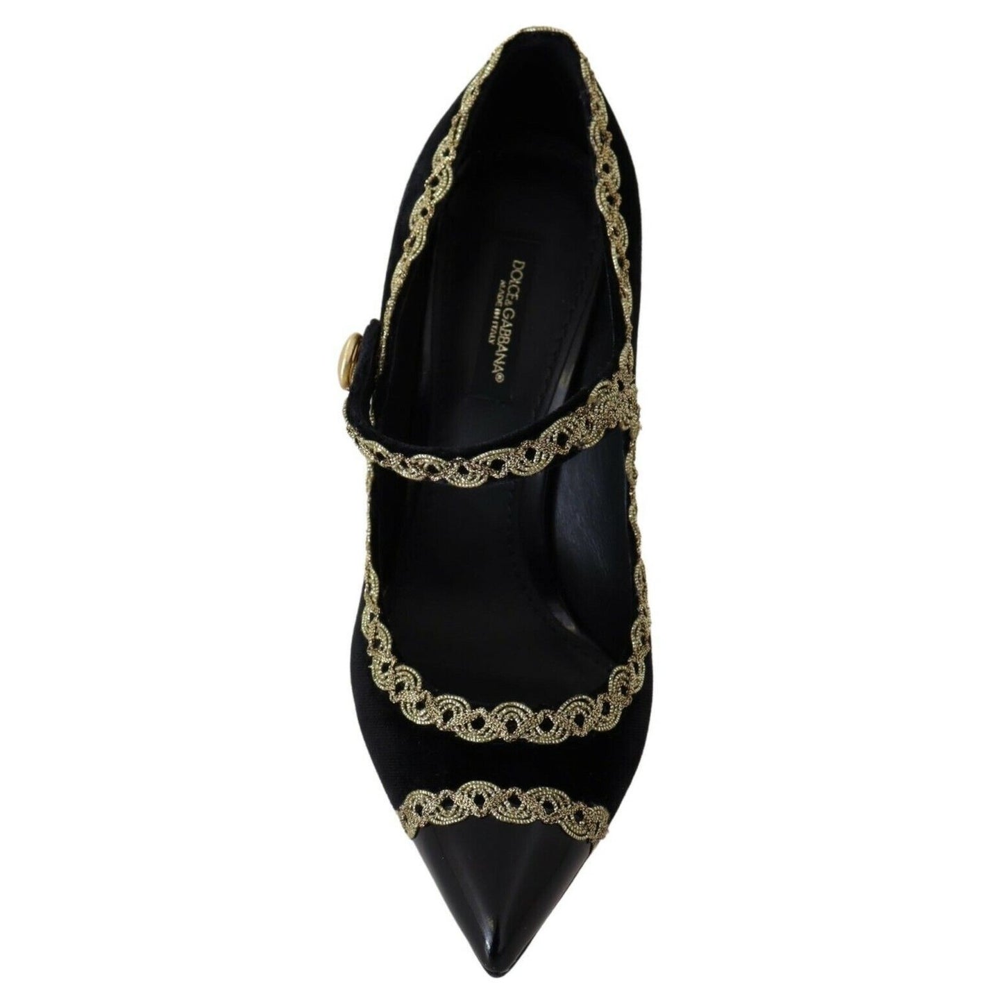 Dolce & Gabbana Black Embellished Velvet Mary Jane Pumps Shoes