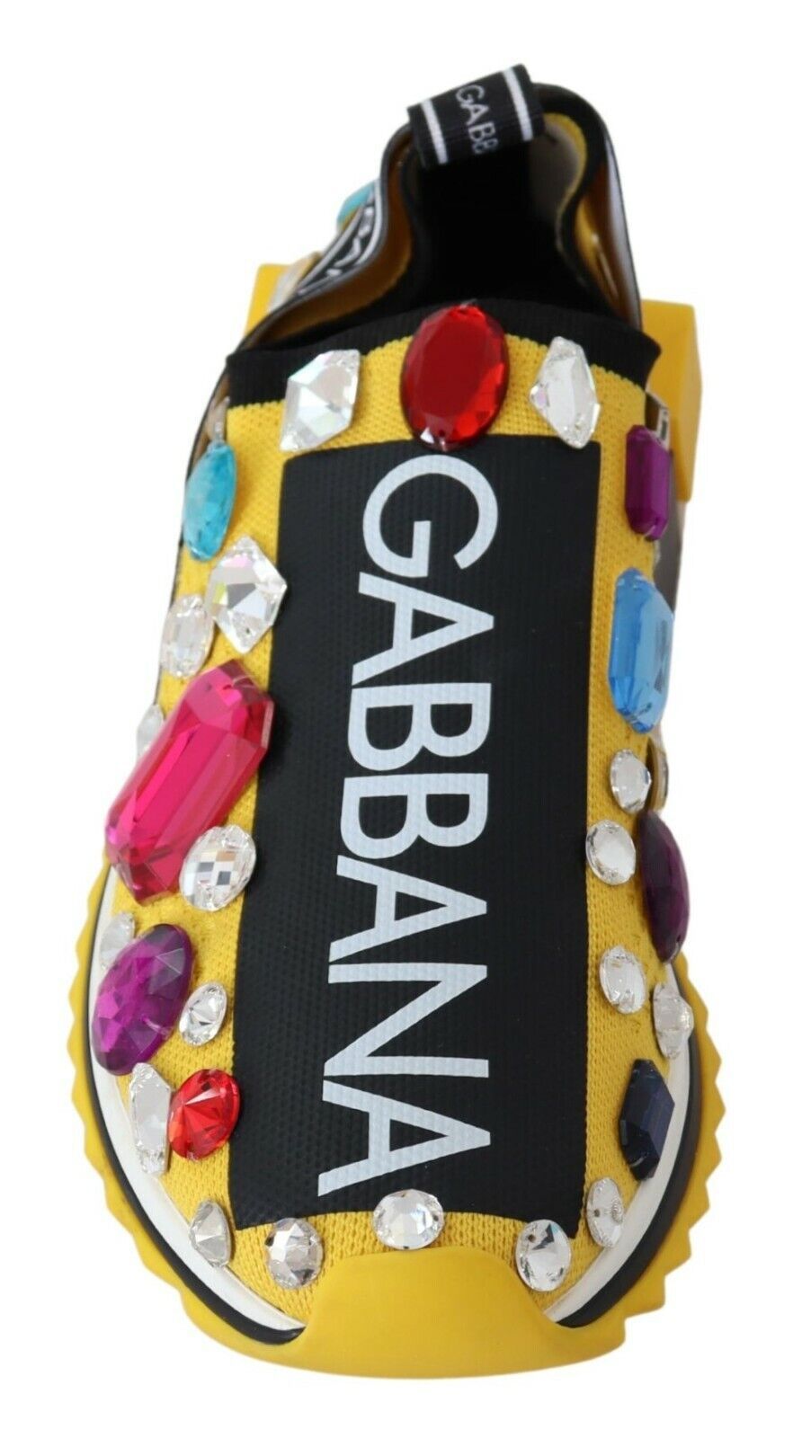 Dolce & Gabbana Yellow Multicolor Crystals Sneakers Shoes Dolce & Gabbana
