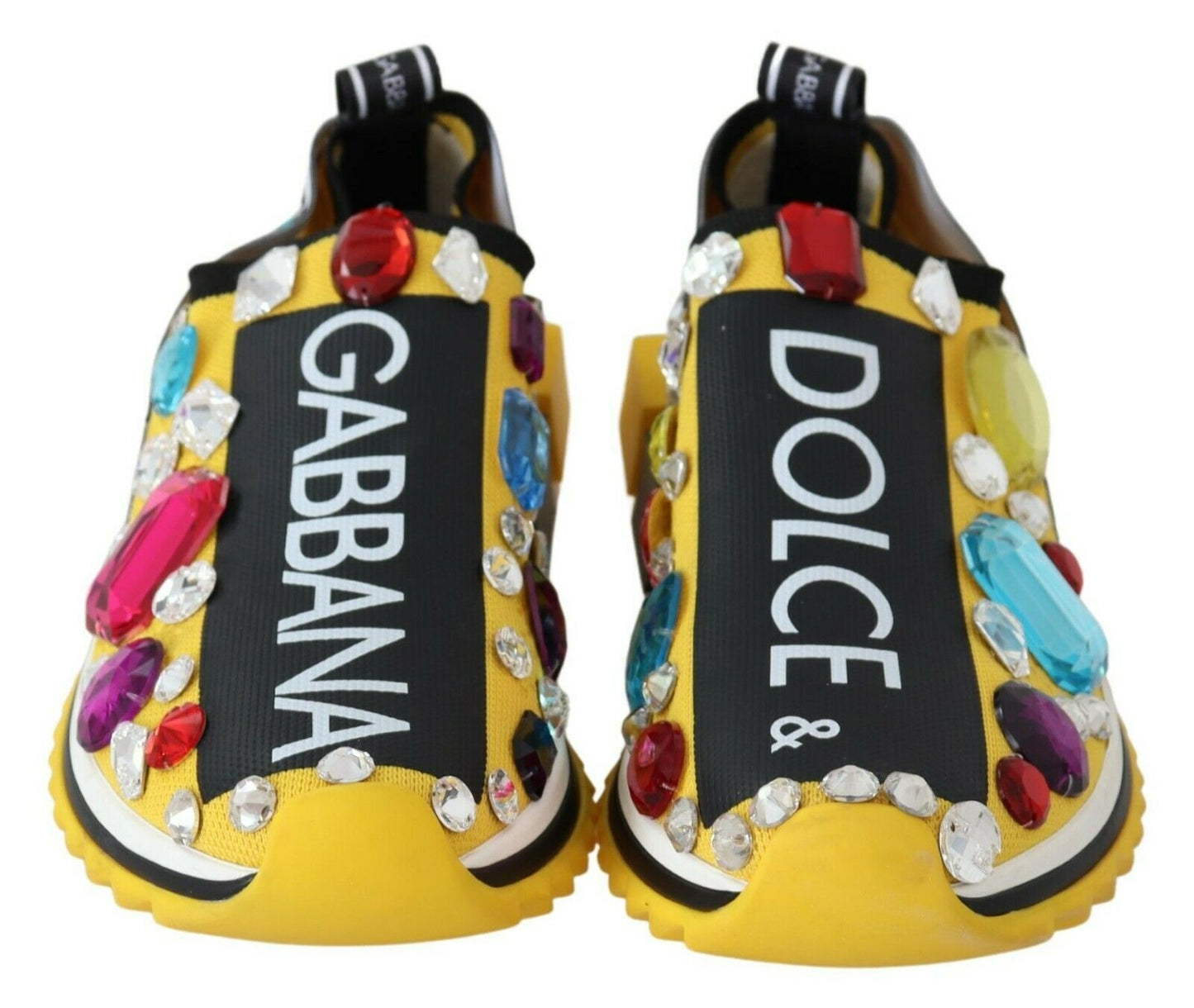 Dolce & Gabbana Yellow Multicolor Crystals Sneakers Shoes Dolce & Gabbana