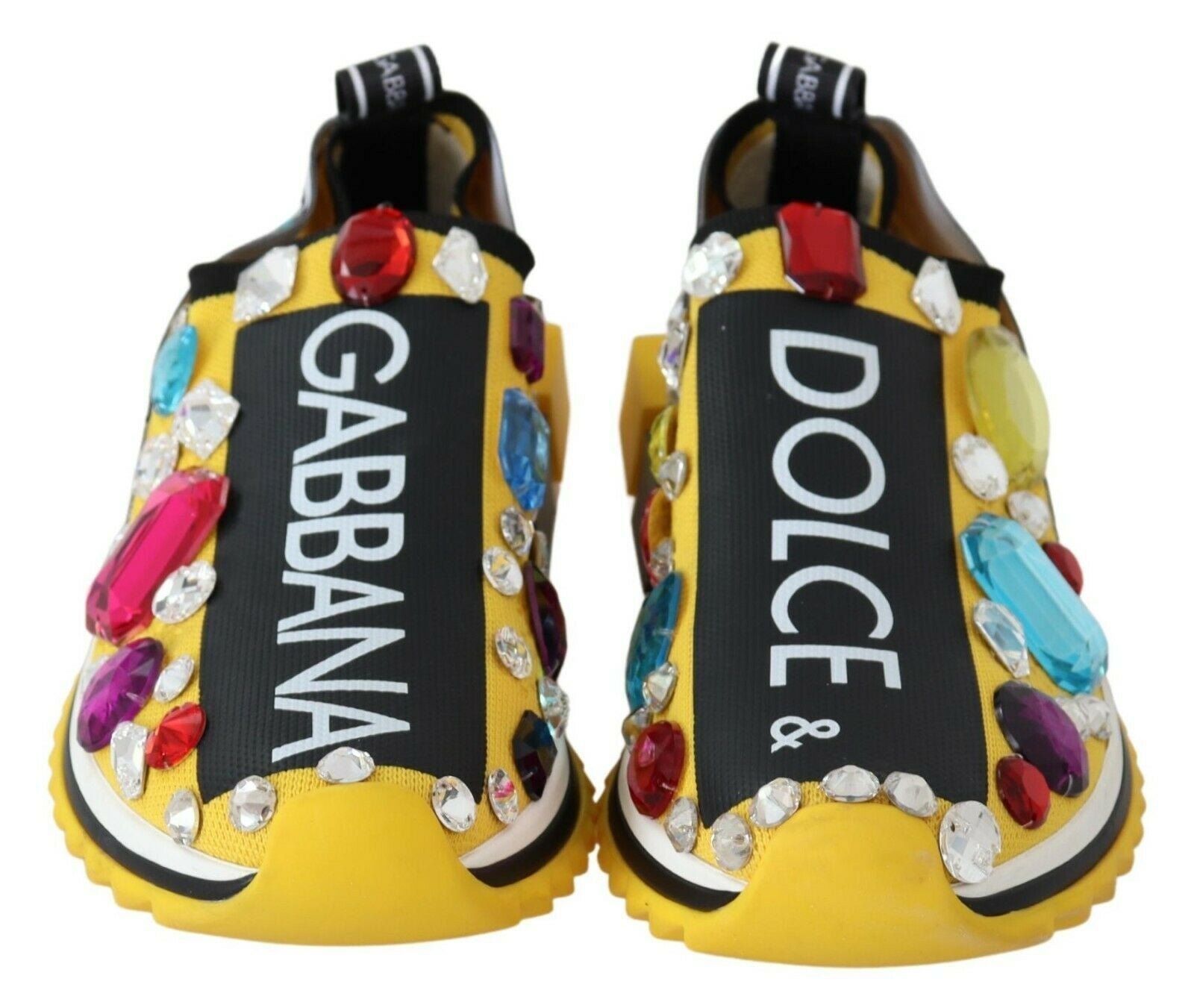 Dolce & Gabbana Yellow Multicolor Crystals Sneakers Shoes Dolce & Gabbana