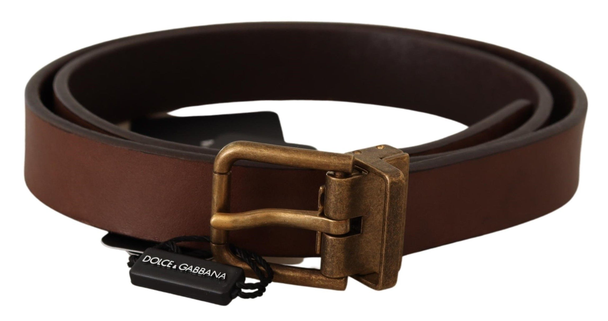 Dolce & Gabbana Brown Leather Rustic Buckle Cintura Belt Dolce & Gabbana
