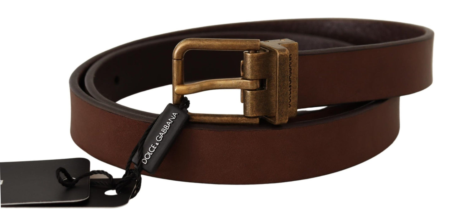 Dolce & Gabbana Brown Leather Rustic Buckle Cintura Belt Dolce & Gabbana
