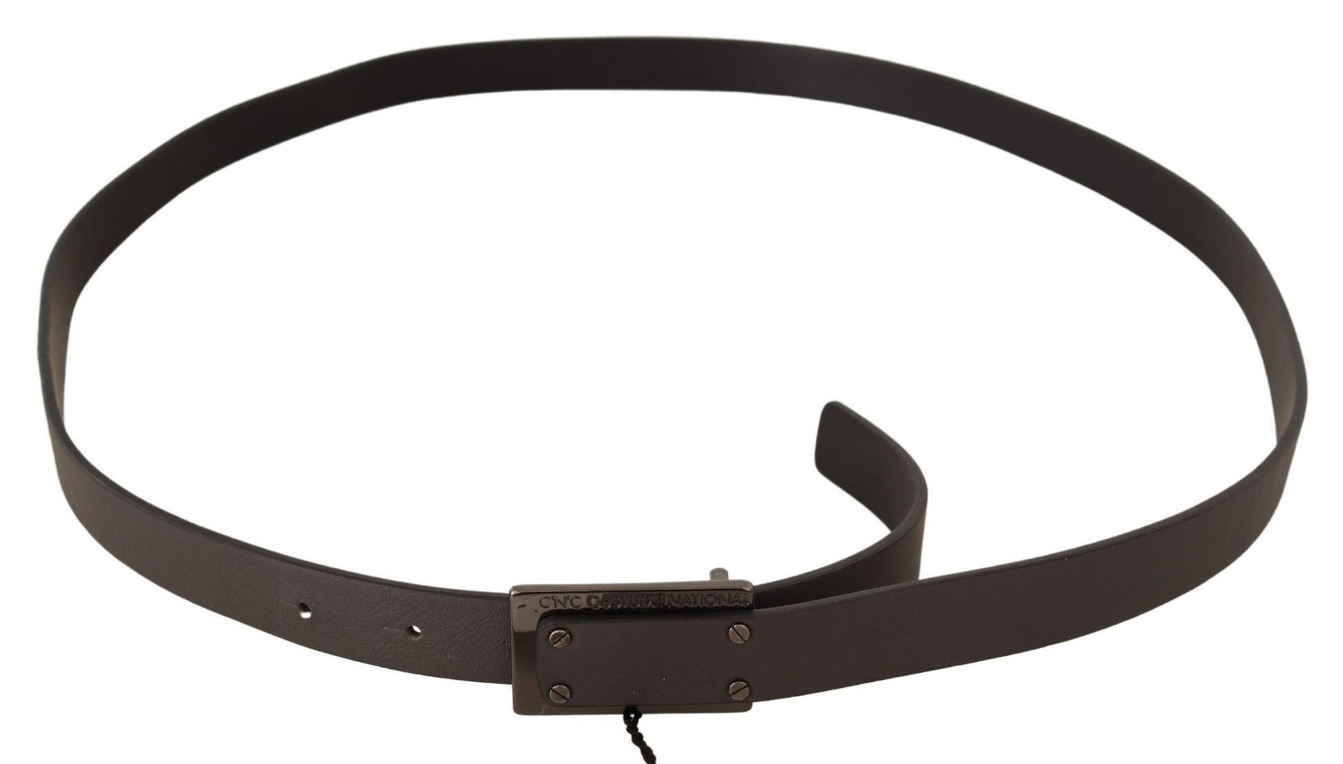 Costume National Dark Brown Leather Logo Buckle Belt Costume National