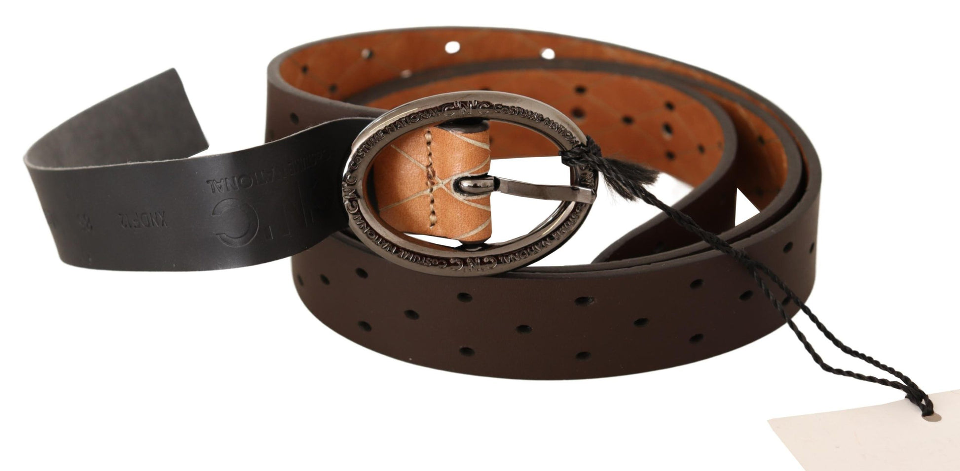 Costume National Belt Brown WX Silver Buckle Holes Belt Costume National