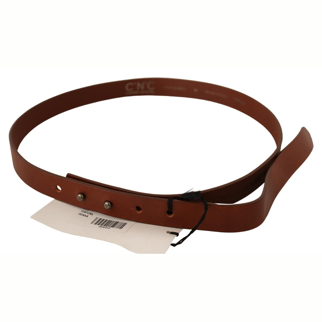 Costume National Brown Leather Silver Fastening Belt