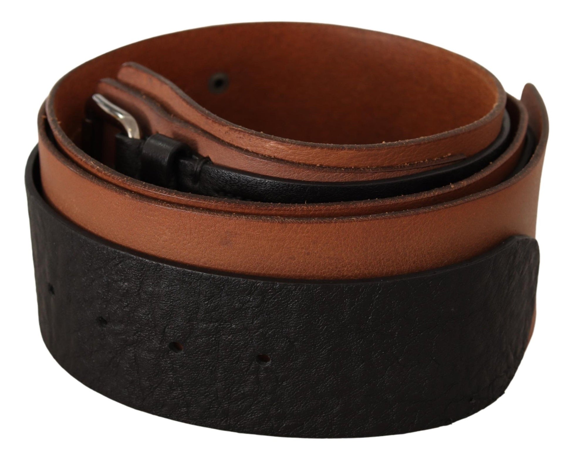 Costume National Black Brown Leather Silver Buckle Costume National