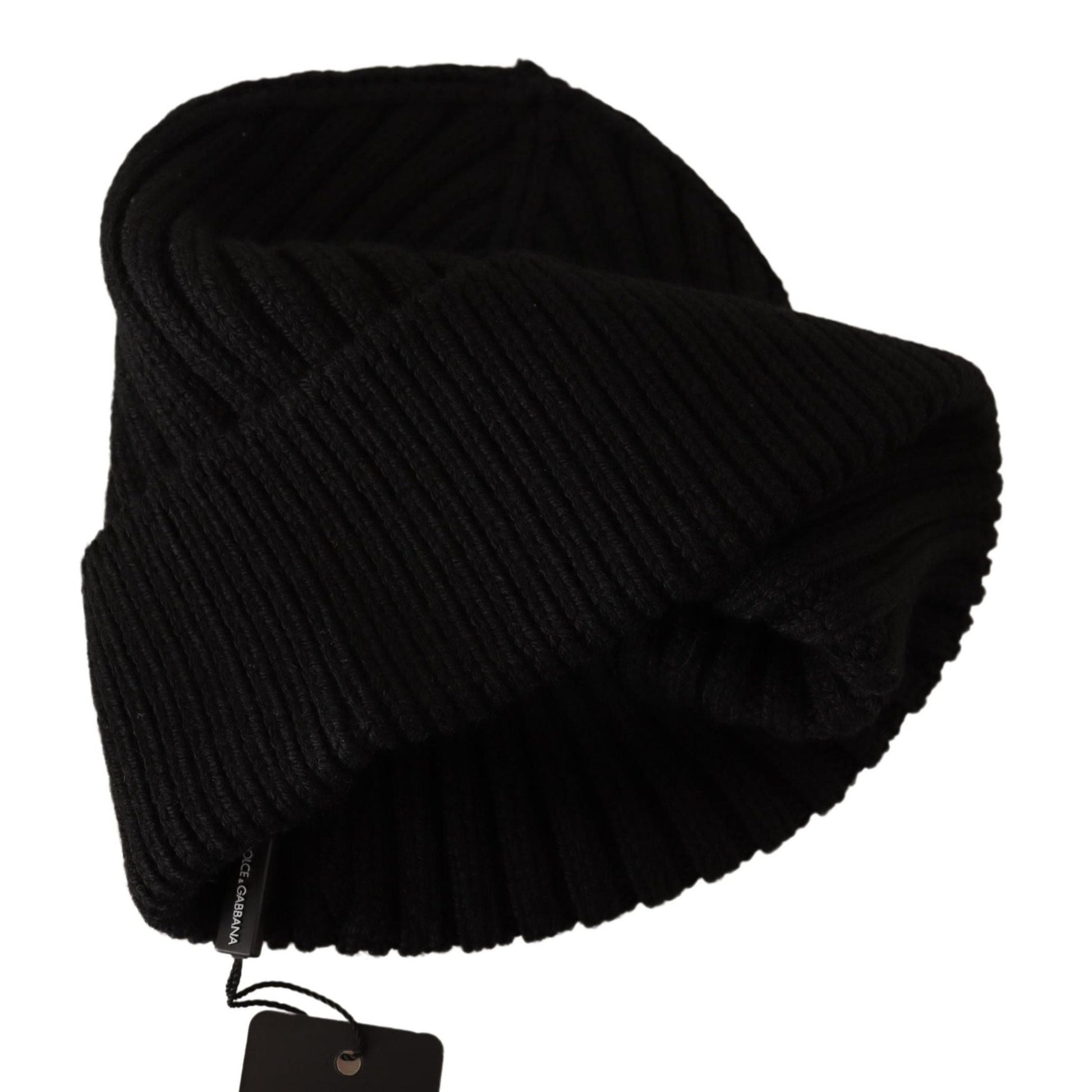 Dolce & Gabbana Black Wool Knit Women Winter Hat Dolce & Gabbana