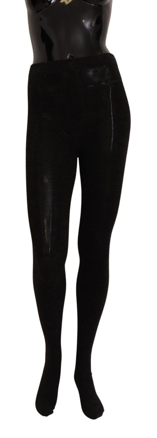 Dolce & Gabbana Black Wool Stretch Tights Stocking Socks Dolce & Gabbana