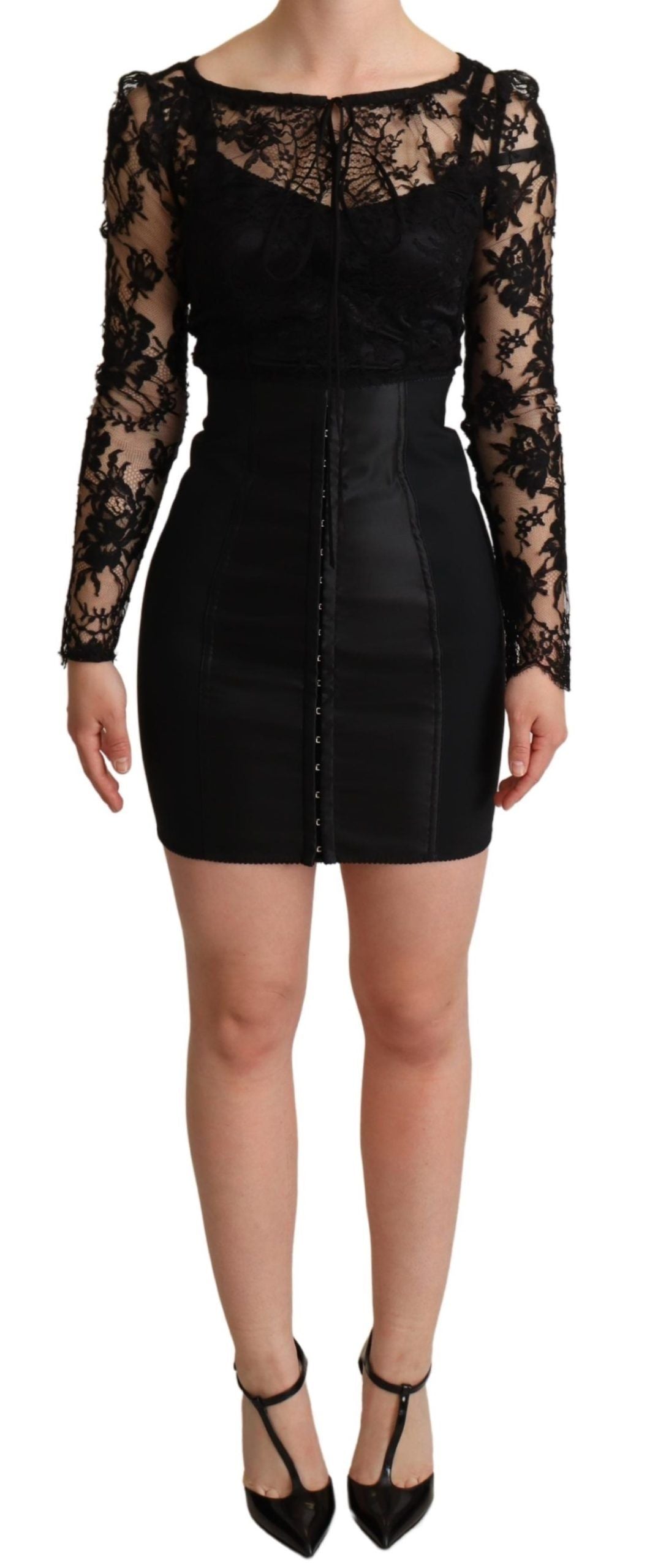 Dolce & Gabbana Black Fitted Lace Top Bodycon Mini Dress Dolce & Gabbana