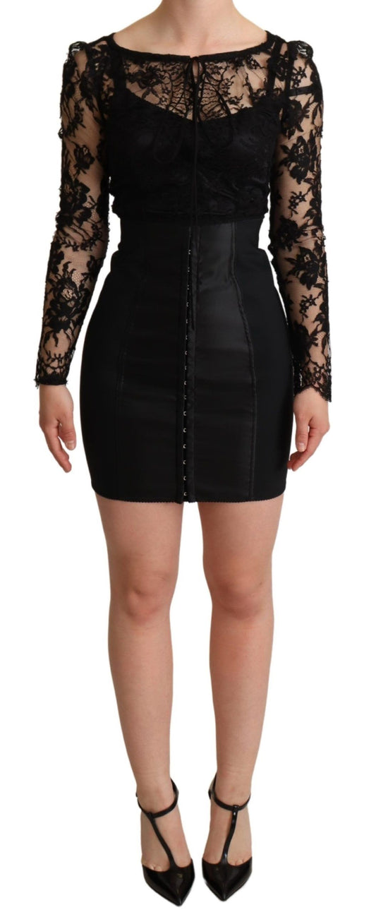Dolce & Gabbana Black Fitted Lace Top Bodycon Mini Dress Dolce & Gabbana