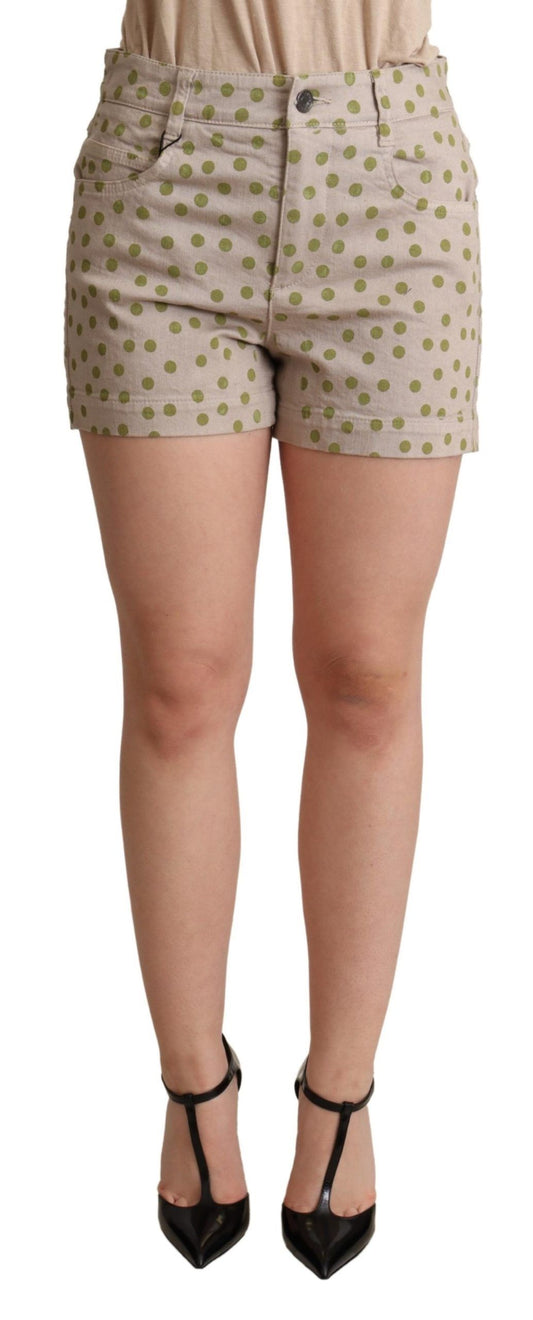Dolce & Gabbana Beige Polka Dots Denim Cotton Stretch Shorts Dolce & Gabbana