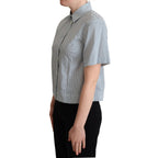 Dolce & Gabbana White Blue Polka Dot Cotton Shirt