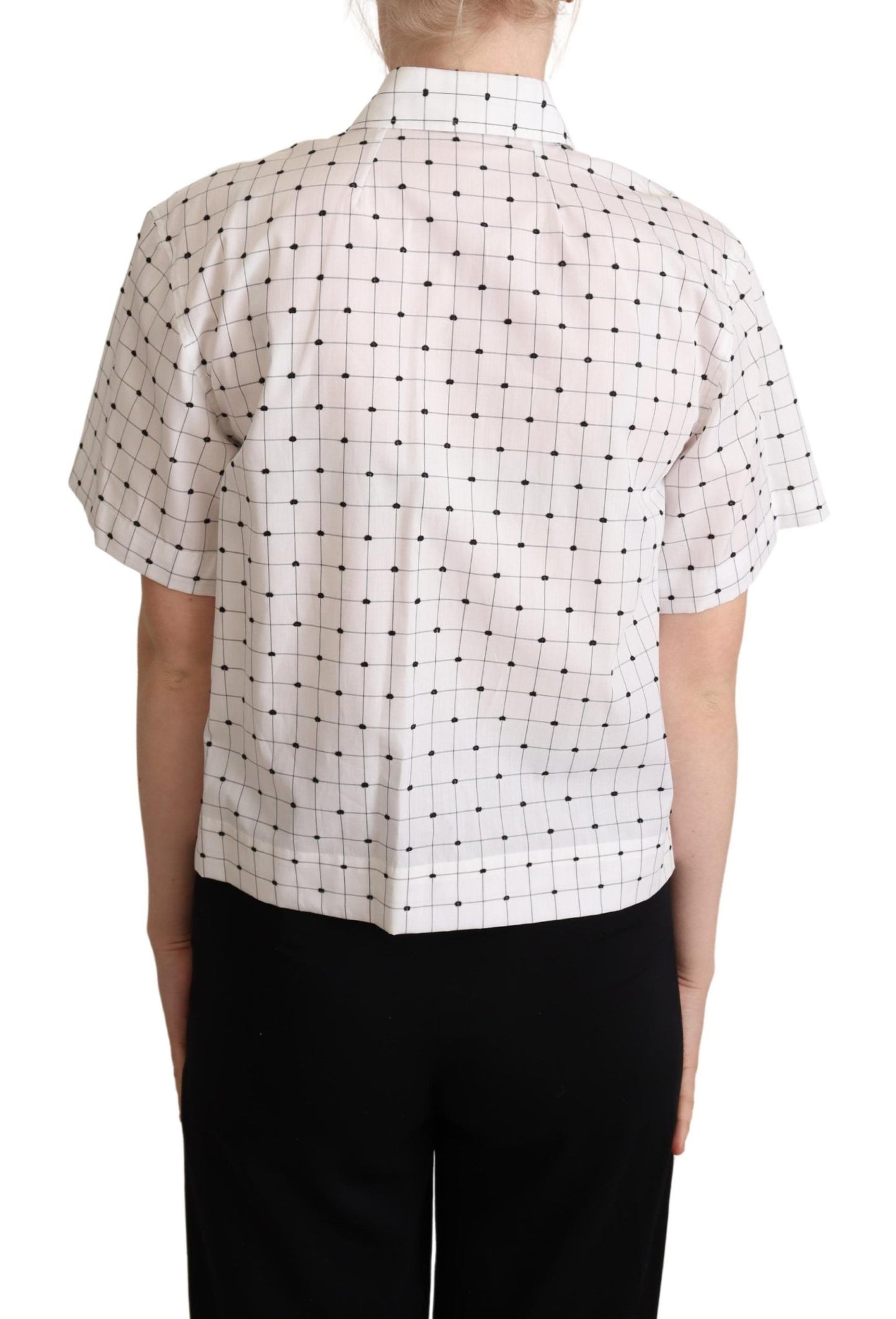 Dolce & Gabbana White Polka Dot Cotton Collared Shirt Top Dolce & Gabbana