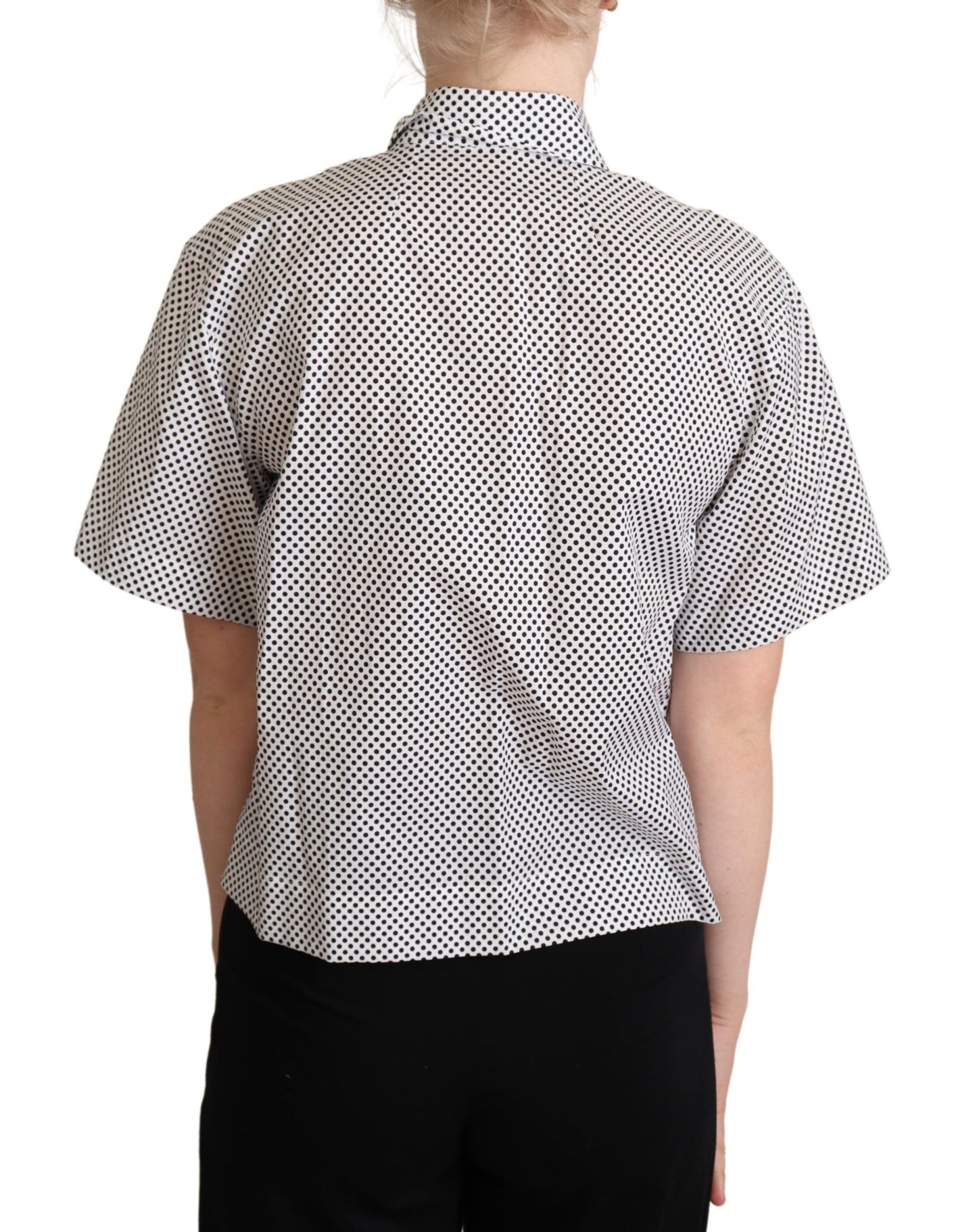 Dolce & Gabbana Black Polka Dot Collared Shirt White Dolce & Gabbana