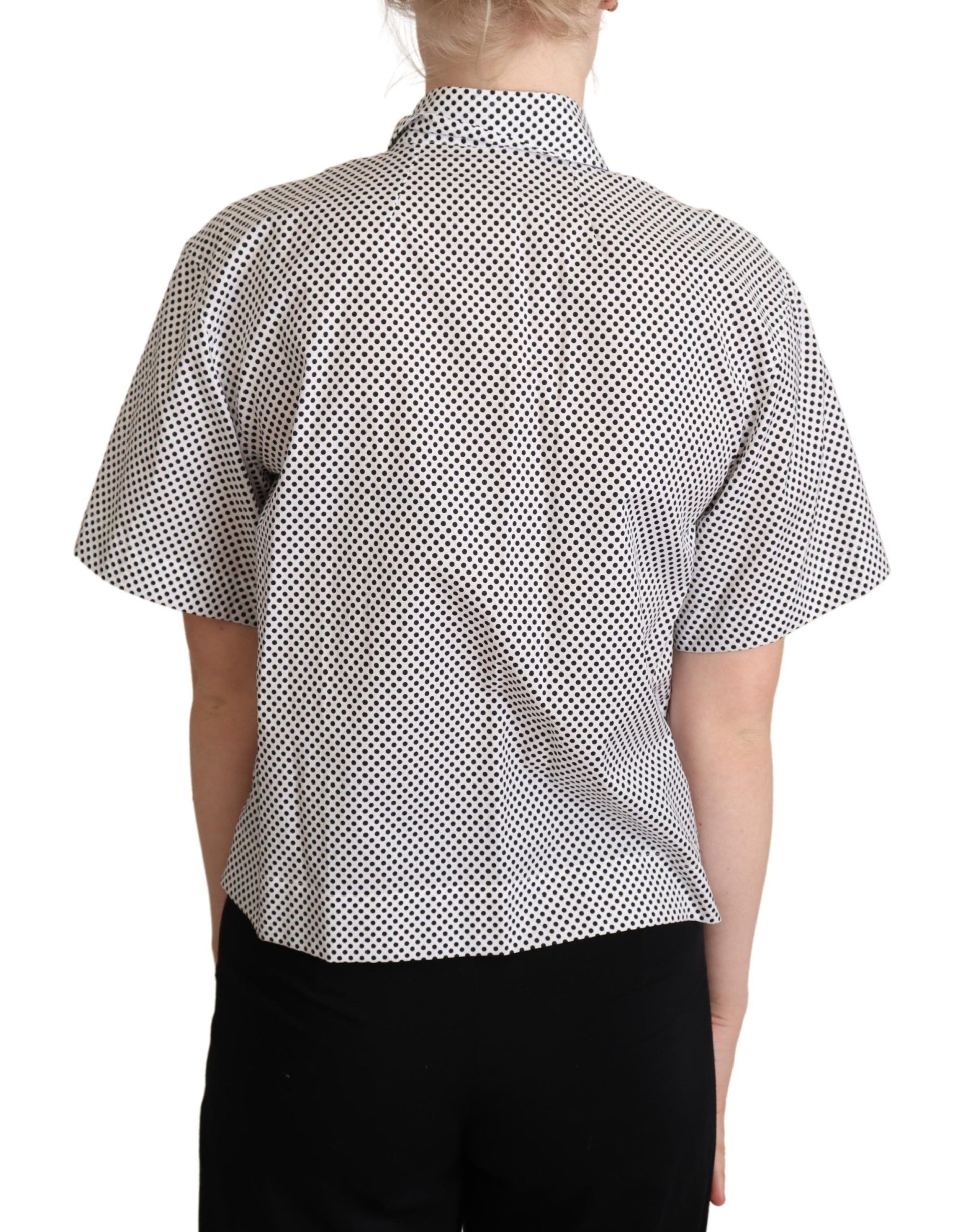 Dolce & Gabbana Black Polka Dot Collared Shirt White Dolce & Gabbana
