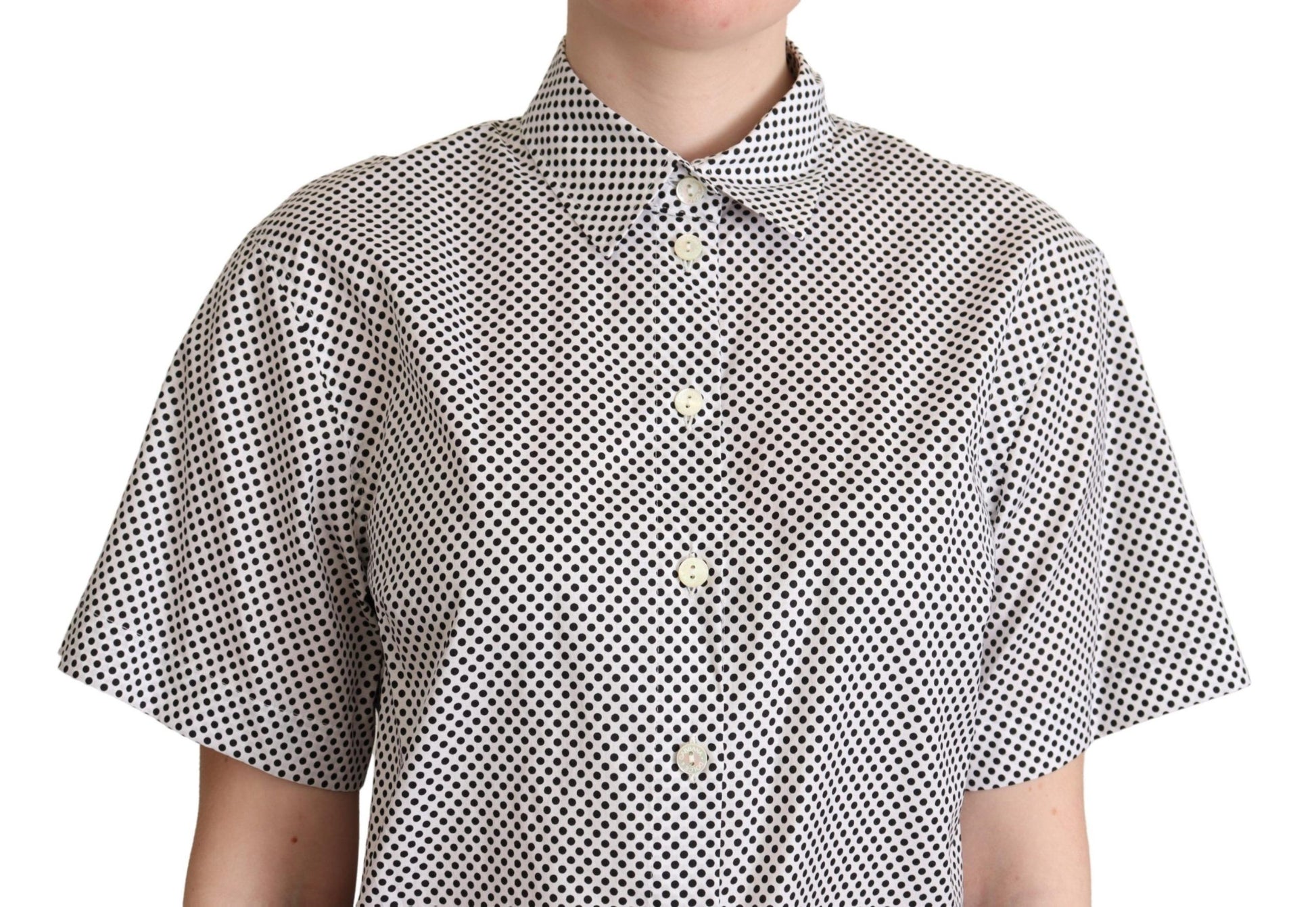 Dolce & Gabbana Black Polka Dot Collared Shirt White Dolce & Gabbana