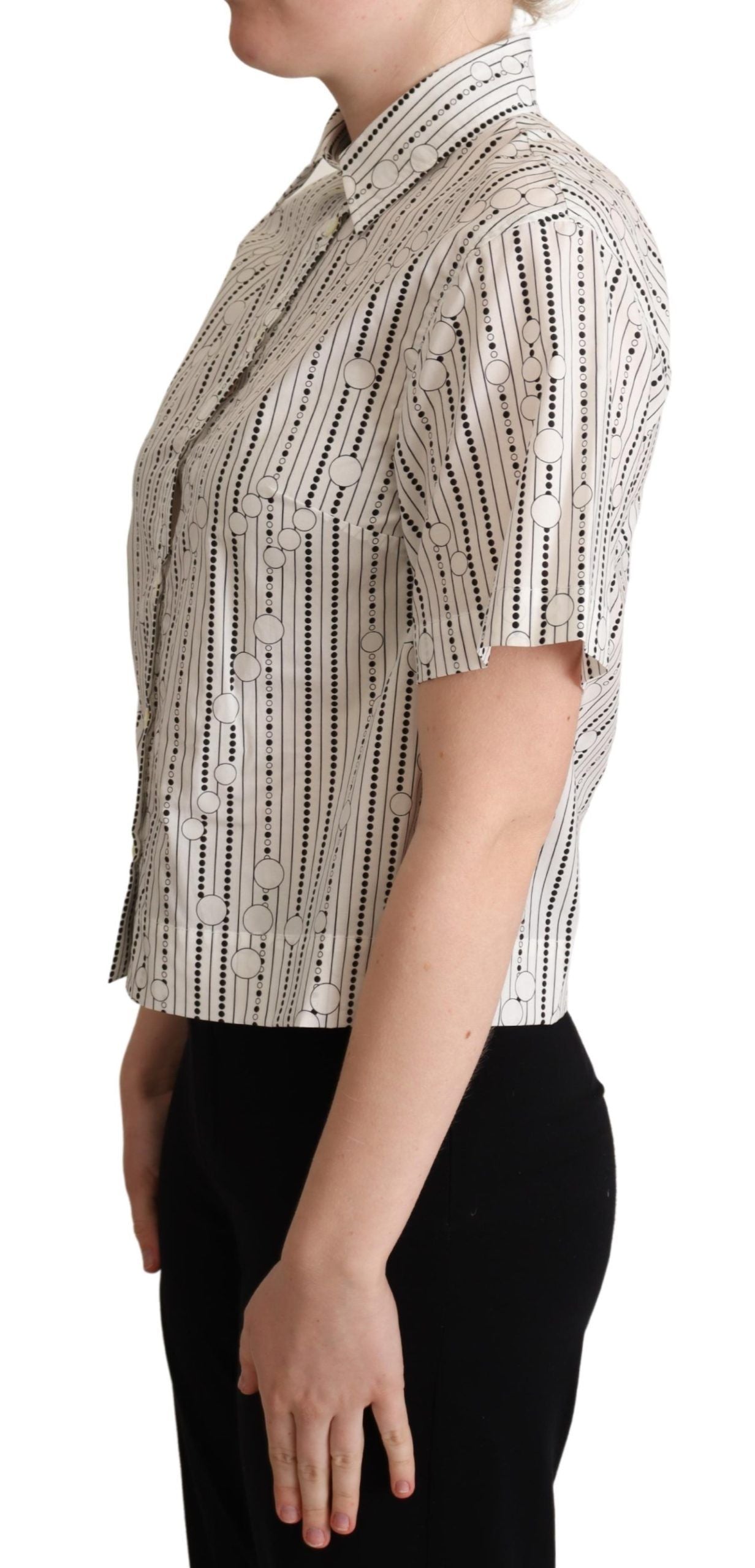 Dolce & Gabbana White Circles Dots Collared Button Up Shirt Dolce & Gabbana