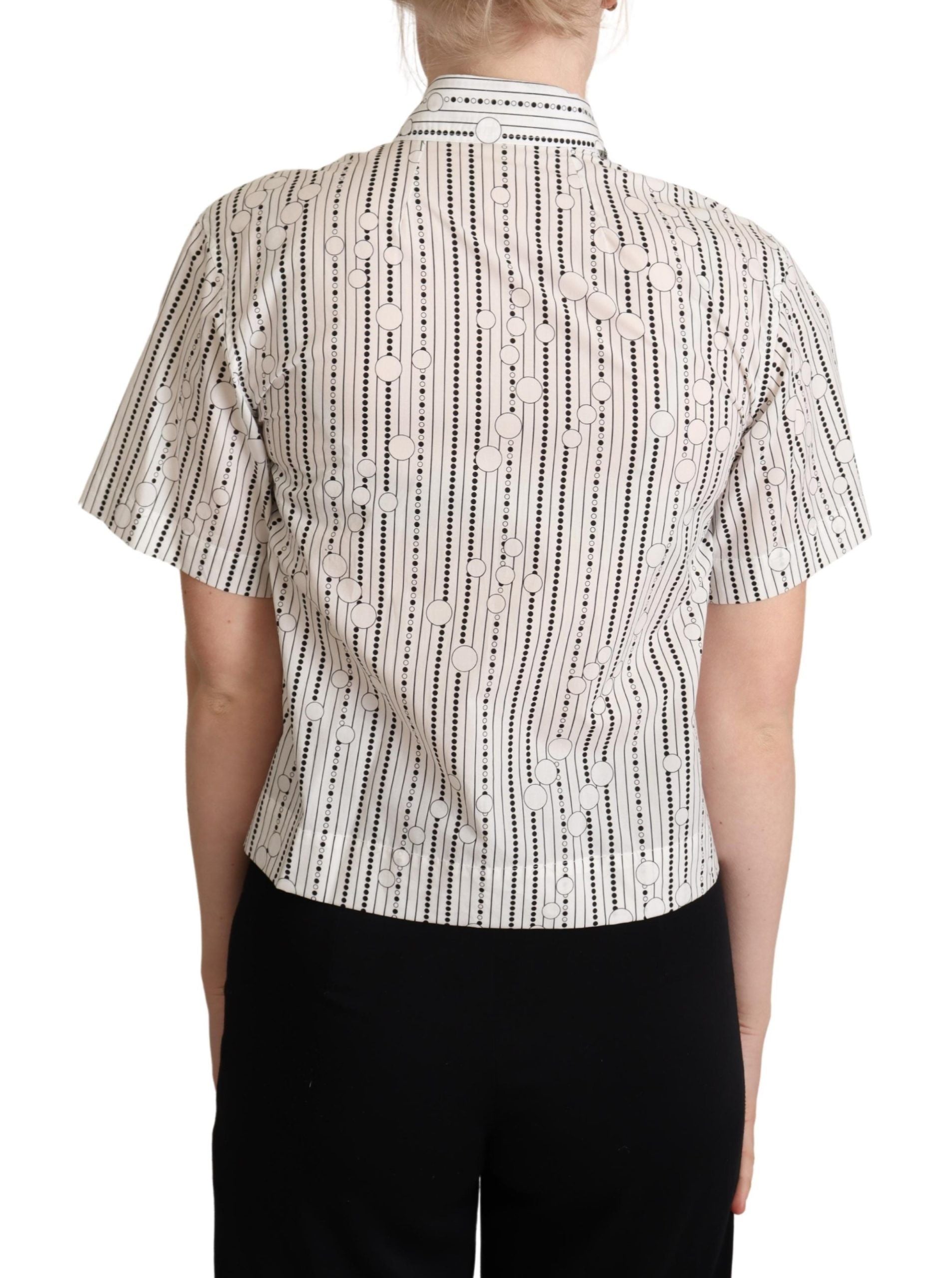 Dolce & Gabbana White Circles Dots Collared Button Up Shirt Dolce & Gabbana