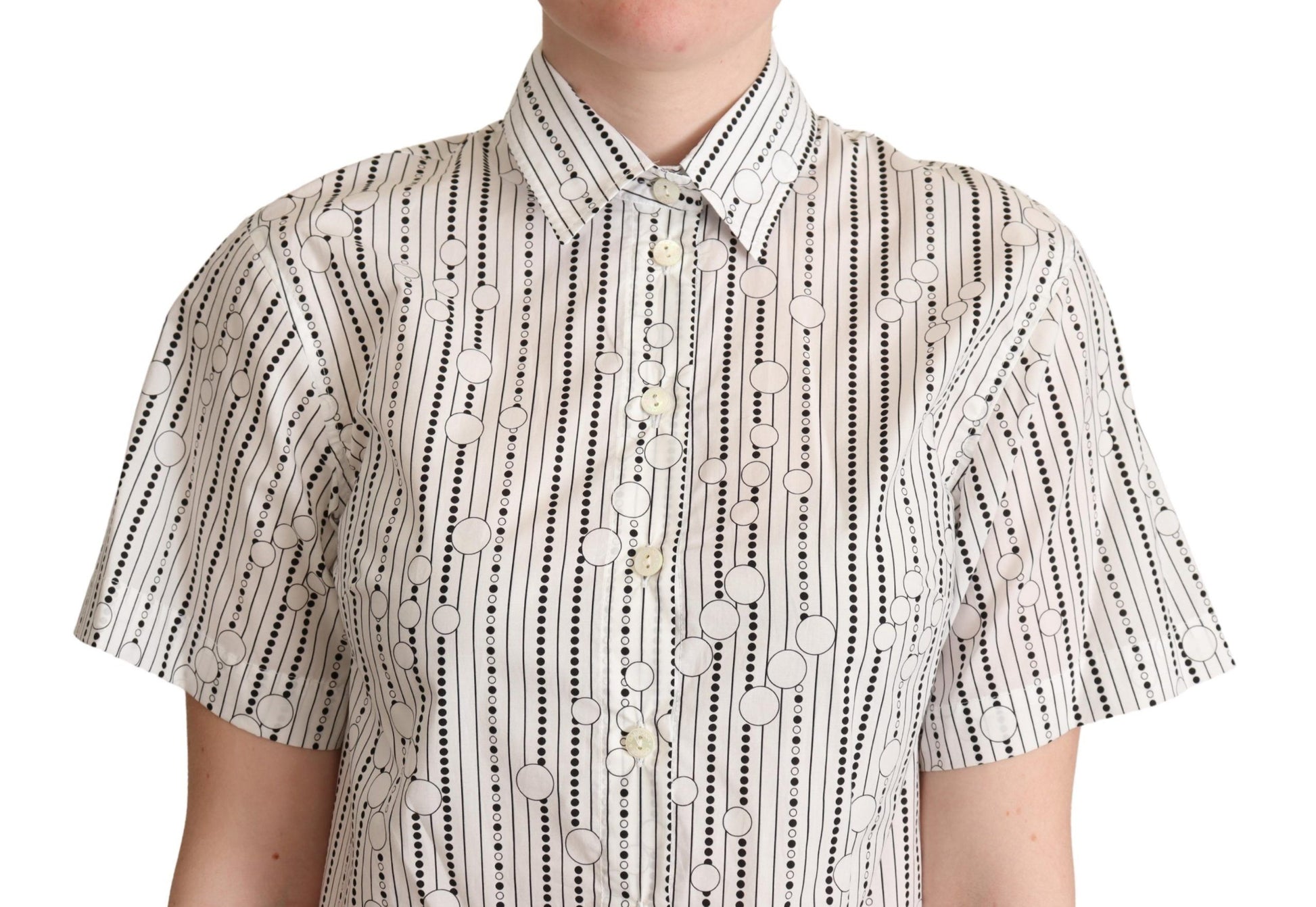 Dolce & Gabbana White Circles Dots Collared Button Up Shirt Dolce & Gabbana