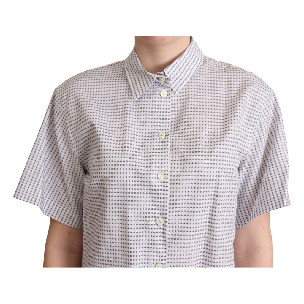 Dolce & Gabbana White Polka Dots Collared Blouse Shirt