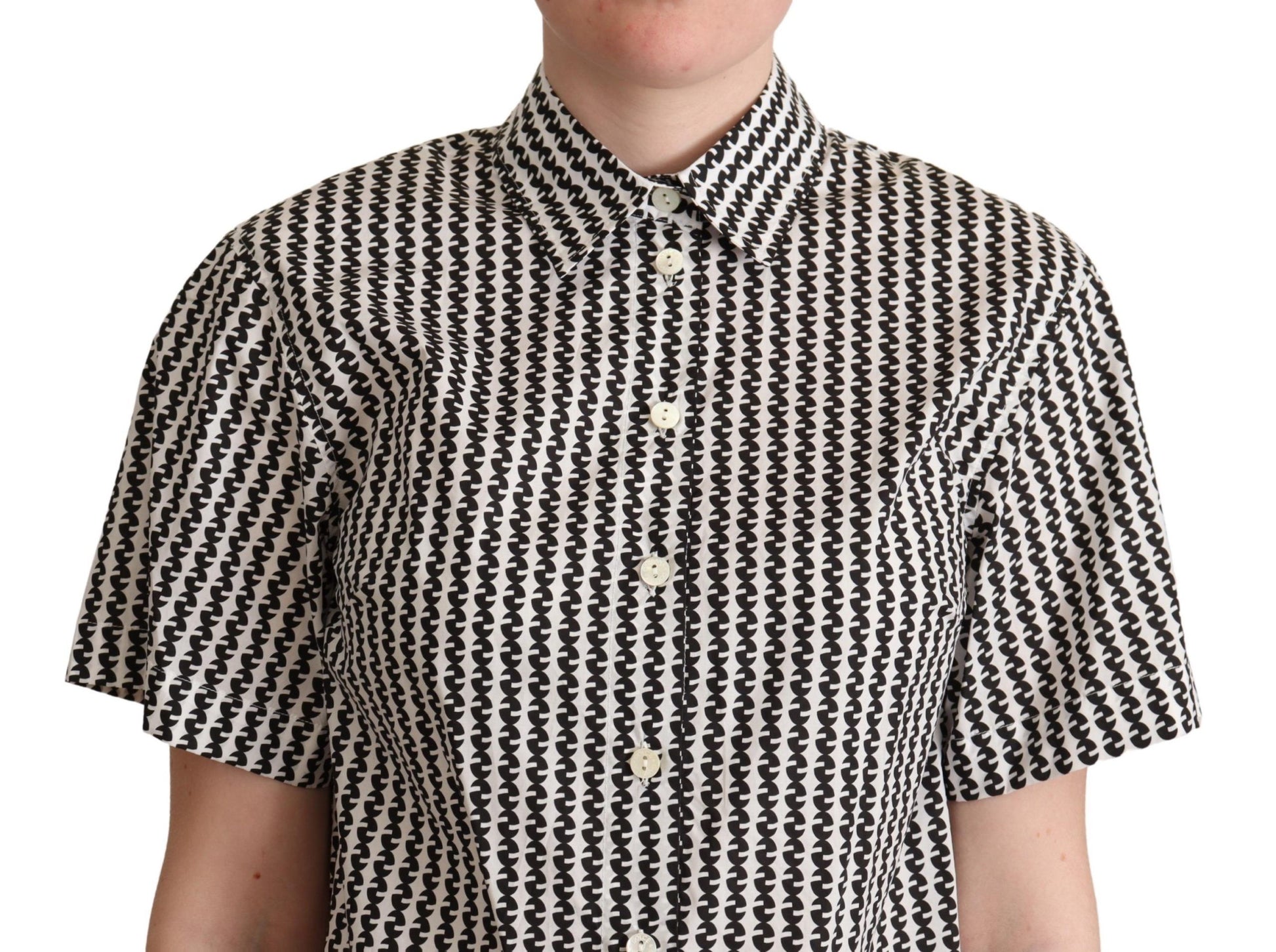 Dolce & Gabbana White Black Fantasy Pattern Shirt Dolce & Gabbana