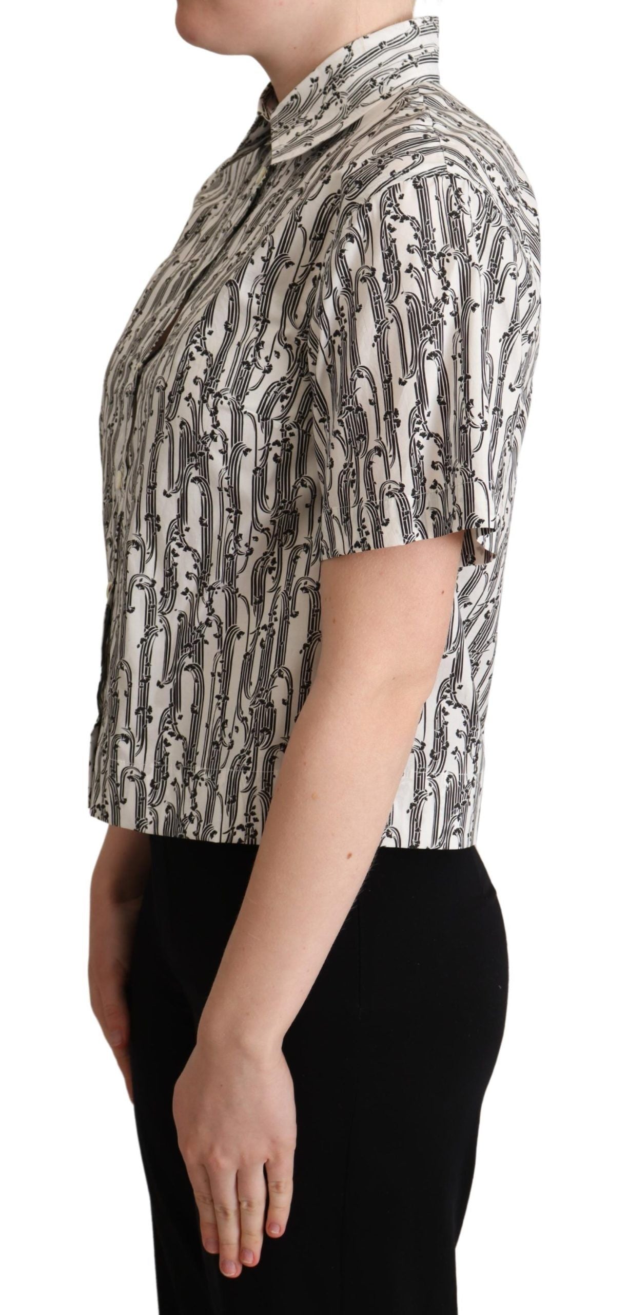 Dolce & Gabbana White Floral Collared Blouse Shirt Dolce & Gabbana
