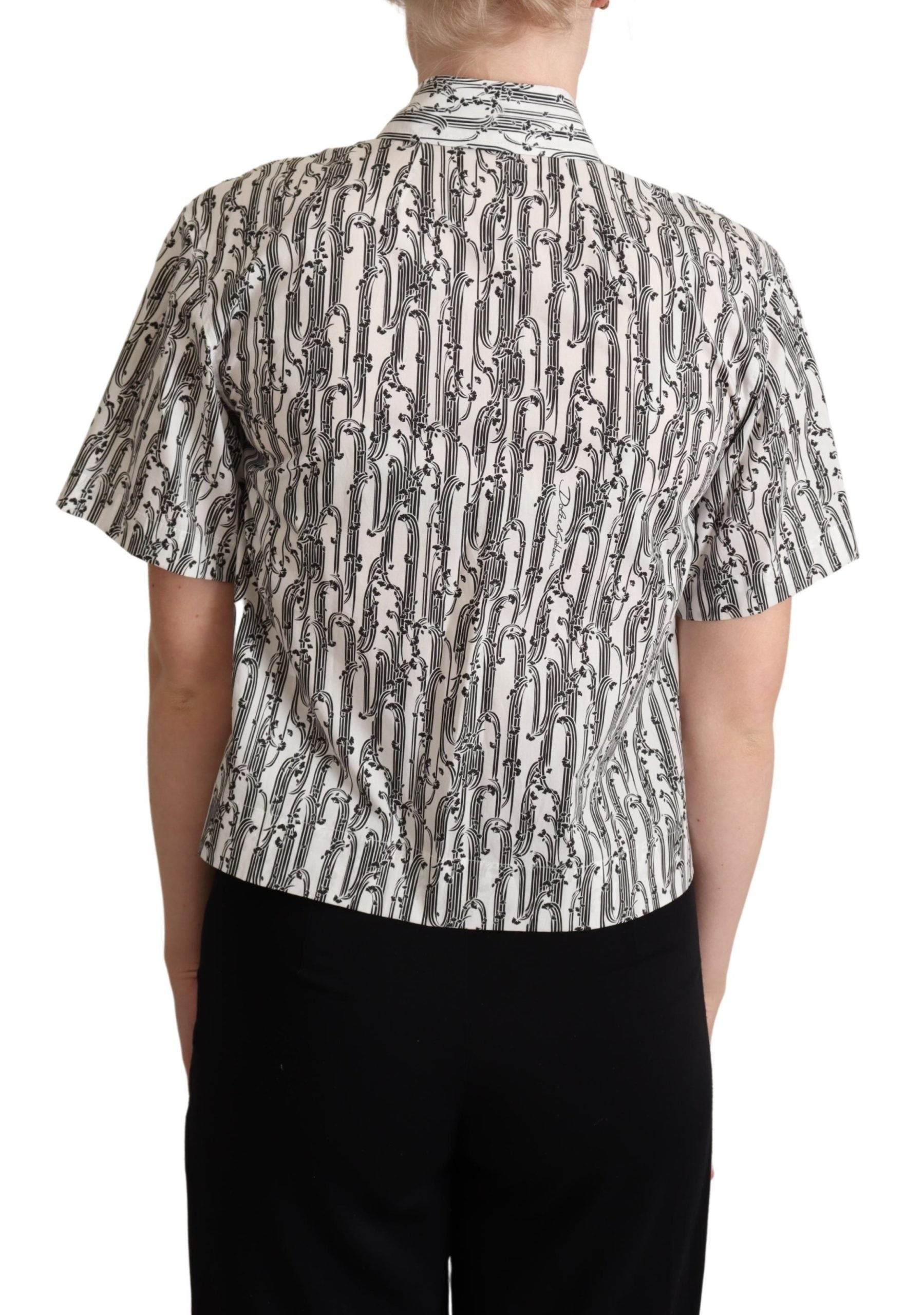 Dolce & Gabbana White Floral Collared Blouse Shirt Dolce & Gabbana