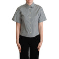 Dolce & Gabbana White Green Cotton Check Shirt Blouse Top