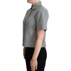 Dolce & Gabbana White Green Cotton Check Shirt Blouse Top