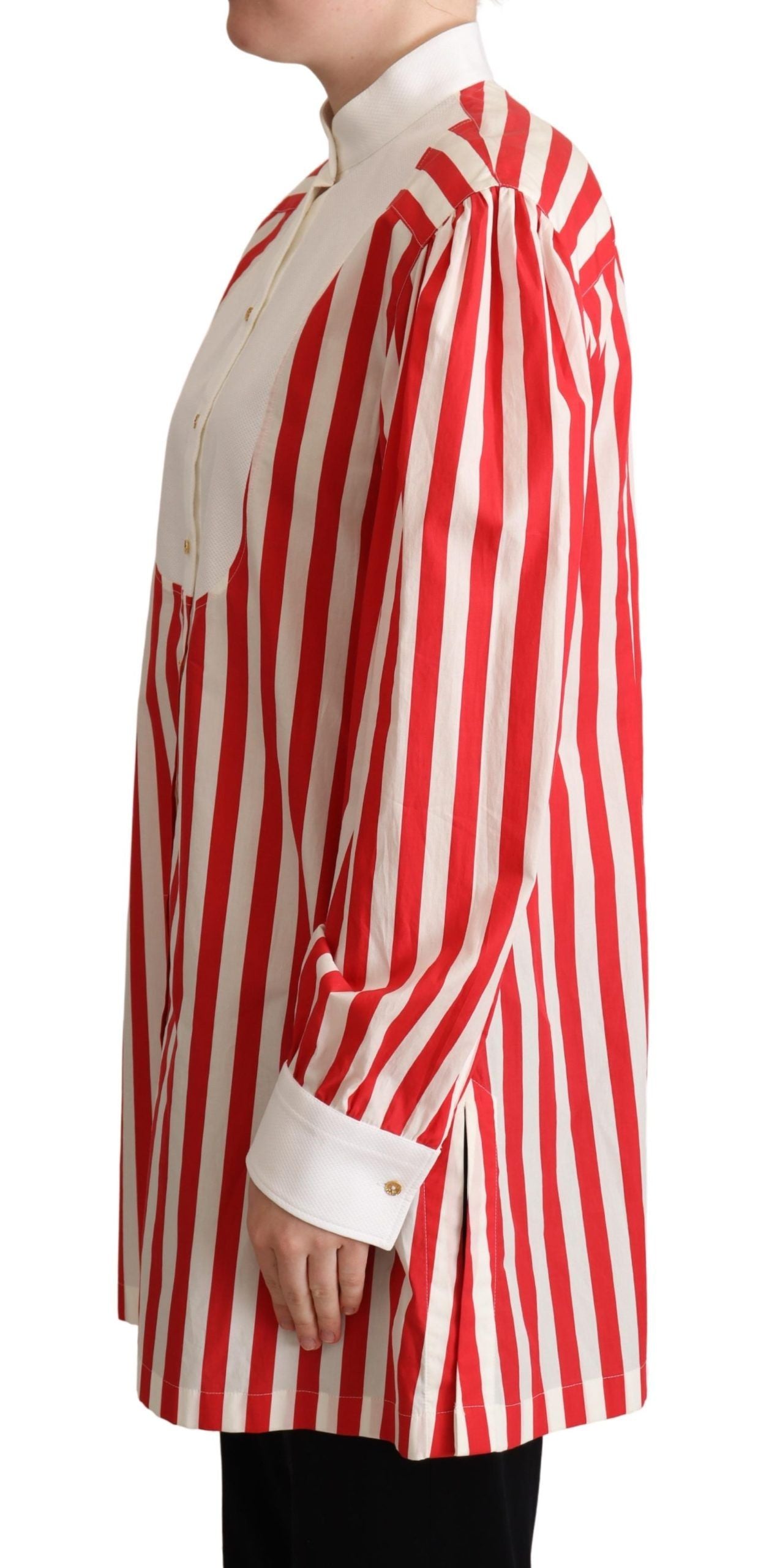 Dolce & Gabbana Red White Striped Long Sleeves Formal Shirt Dolce & Gabbana