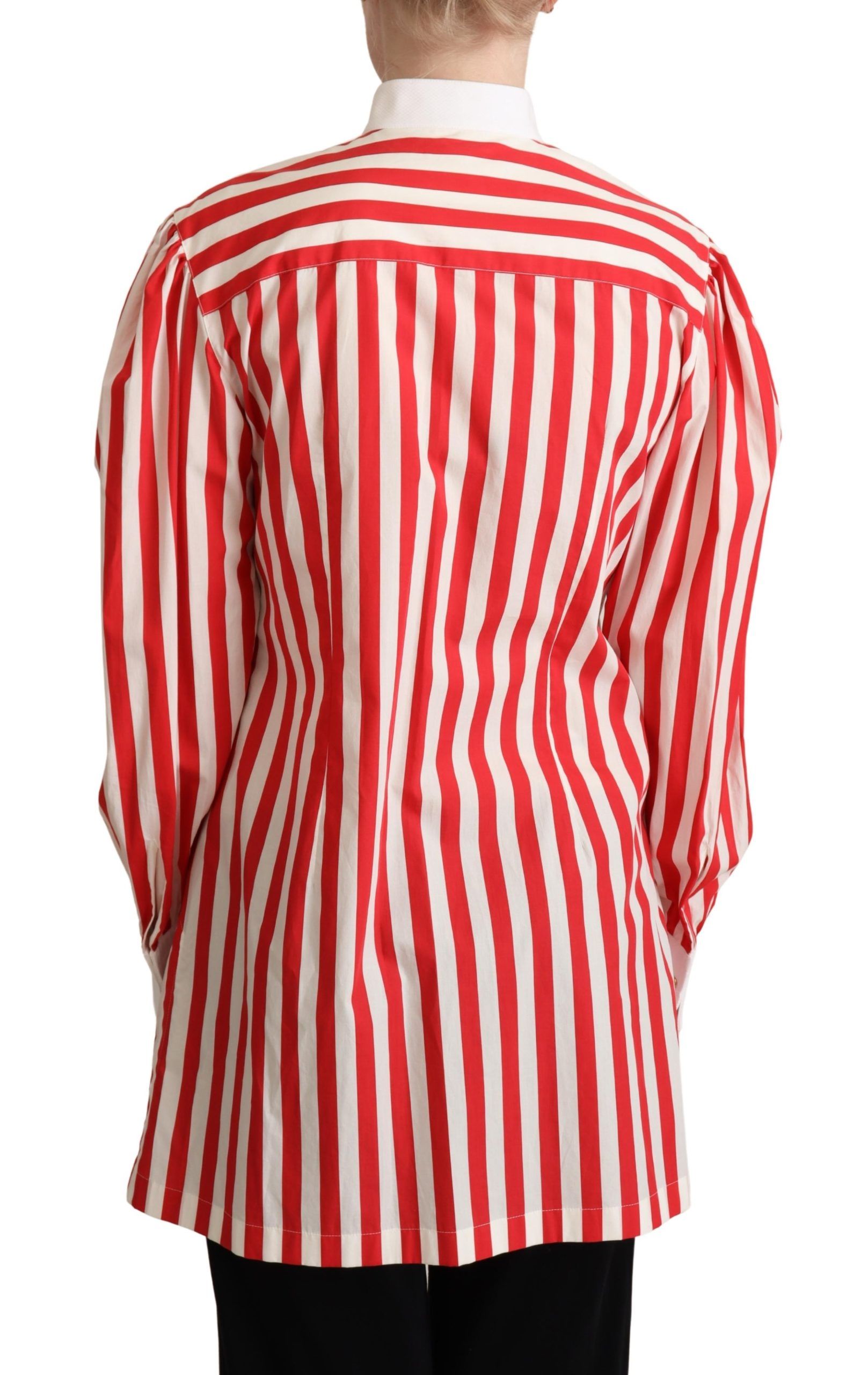 Dolce & Gabbana Red White Striped Long Sleeves Formal Shirt Dolce & Gabbana