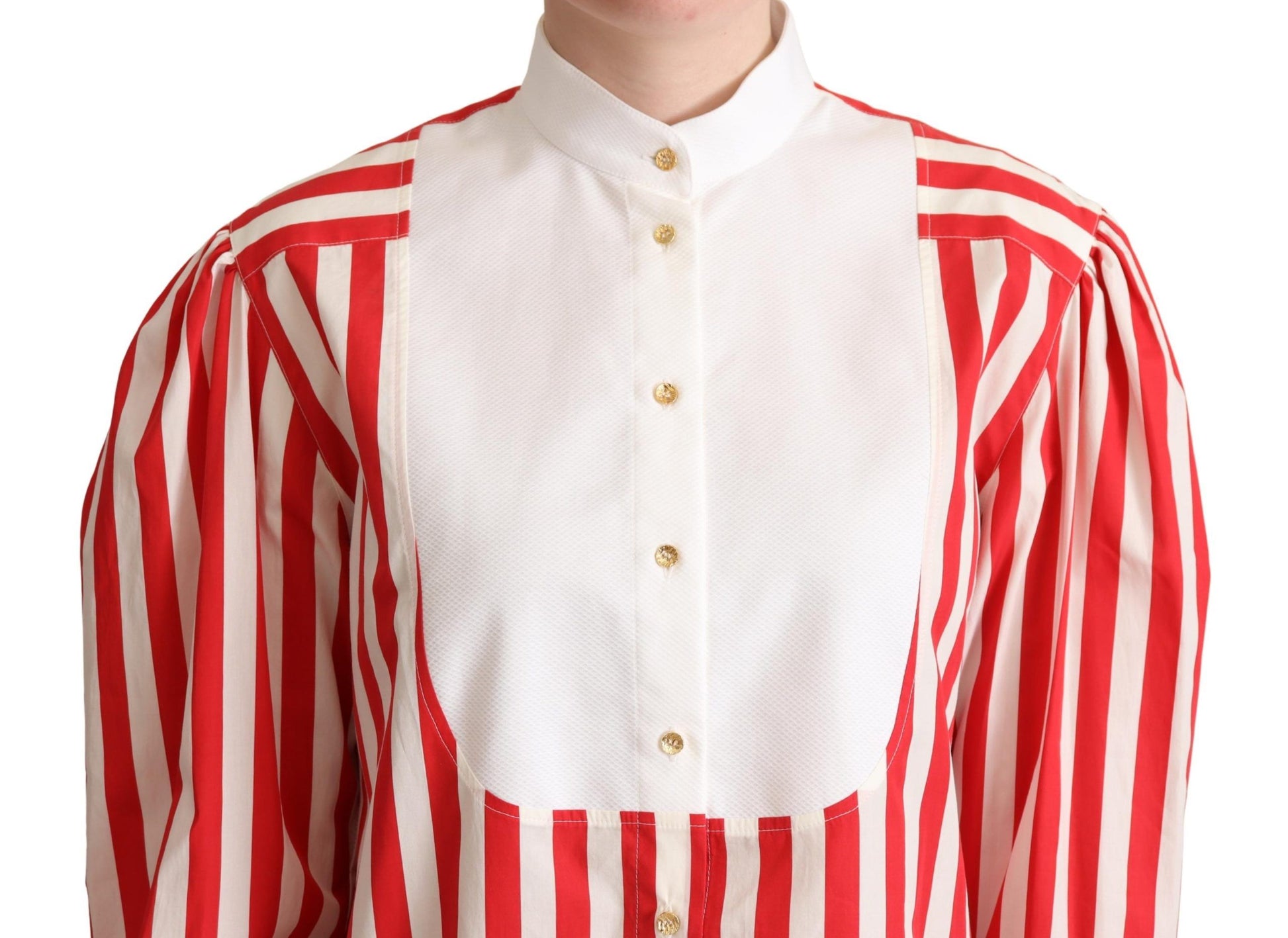 Dolce & Gabbana Red White Striped Long Sleeves Formal Shirt Dolce & Gabbana