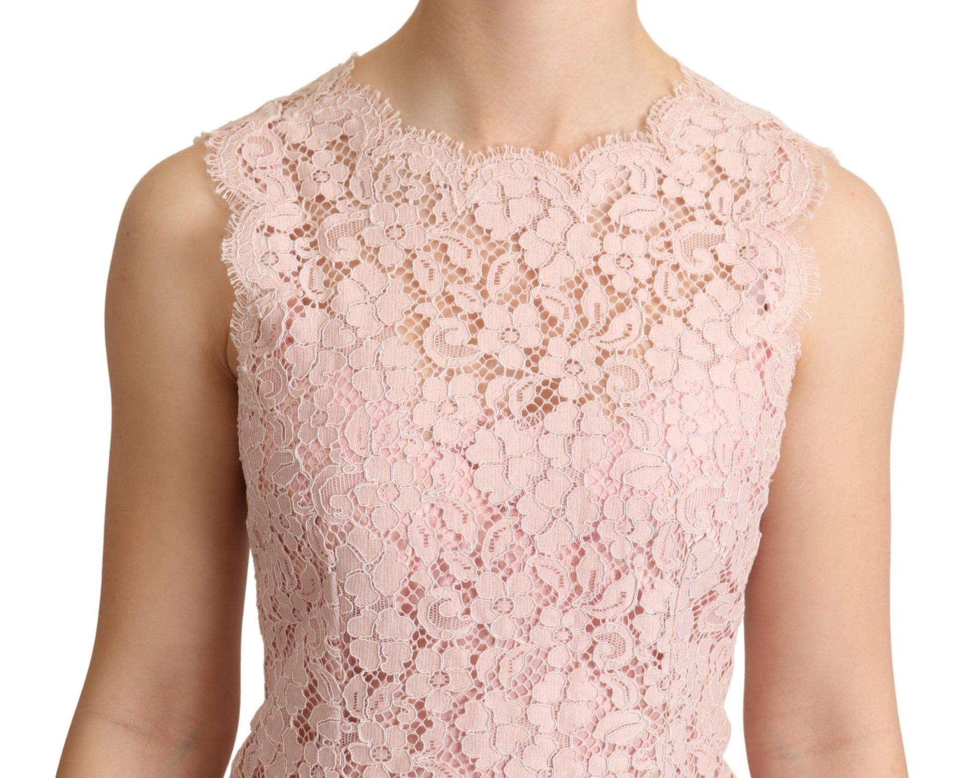 Dolce & Gabbana Pink Floral Lace Sleeveless Tank Blouse Top Dolce & Gabbana