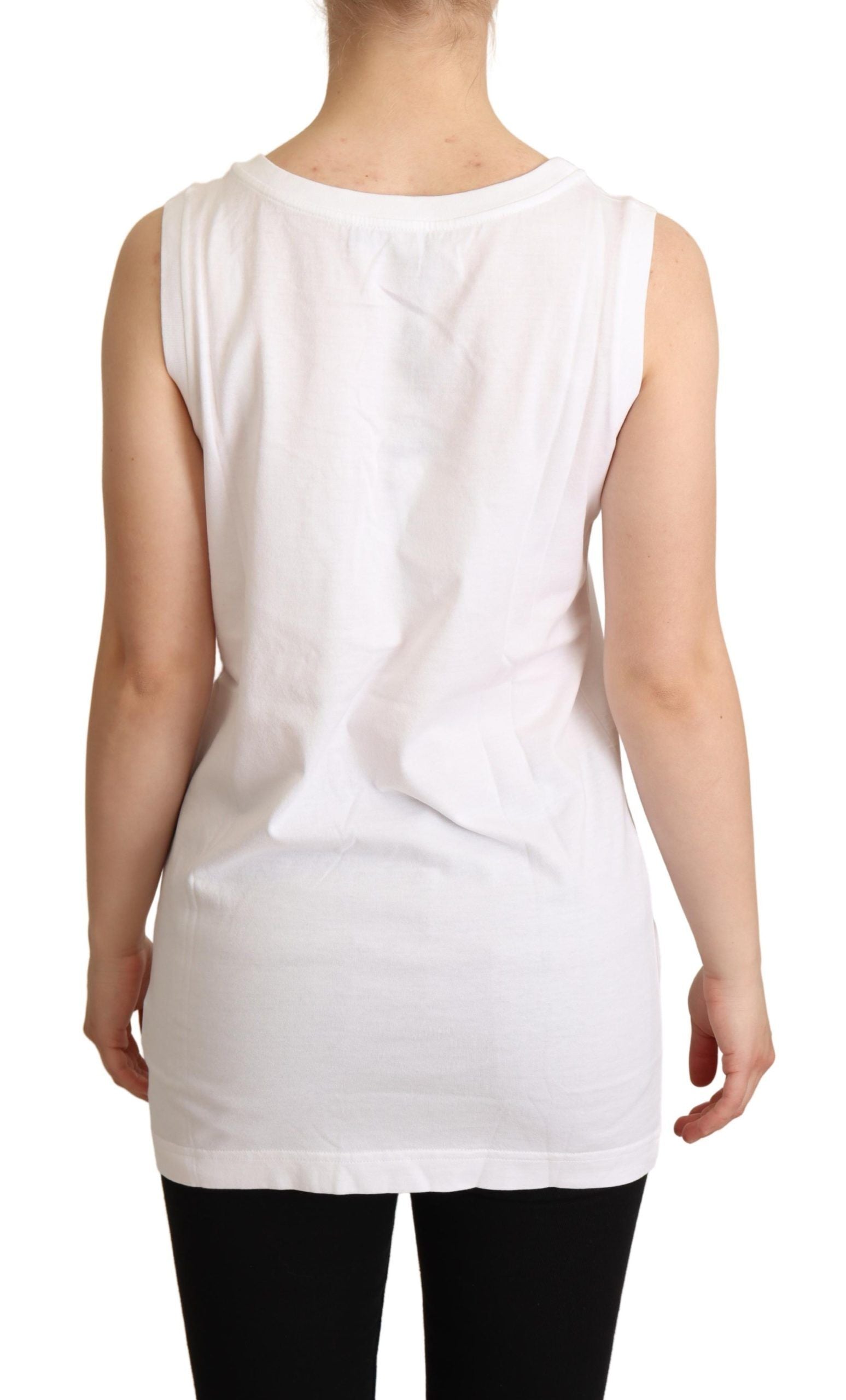 Dolce & Gabbana White La Moda Crystal Tank Top T-shirt Dolce & Gabbana