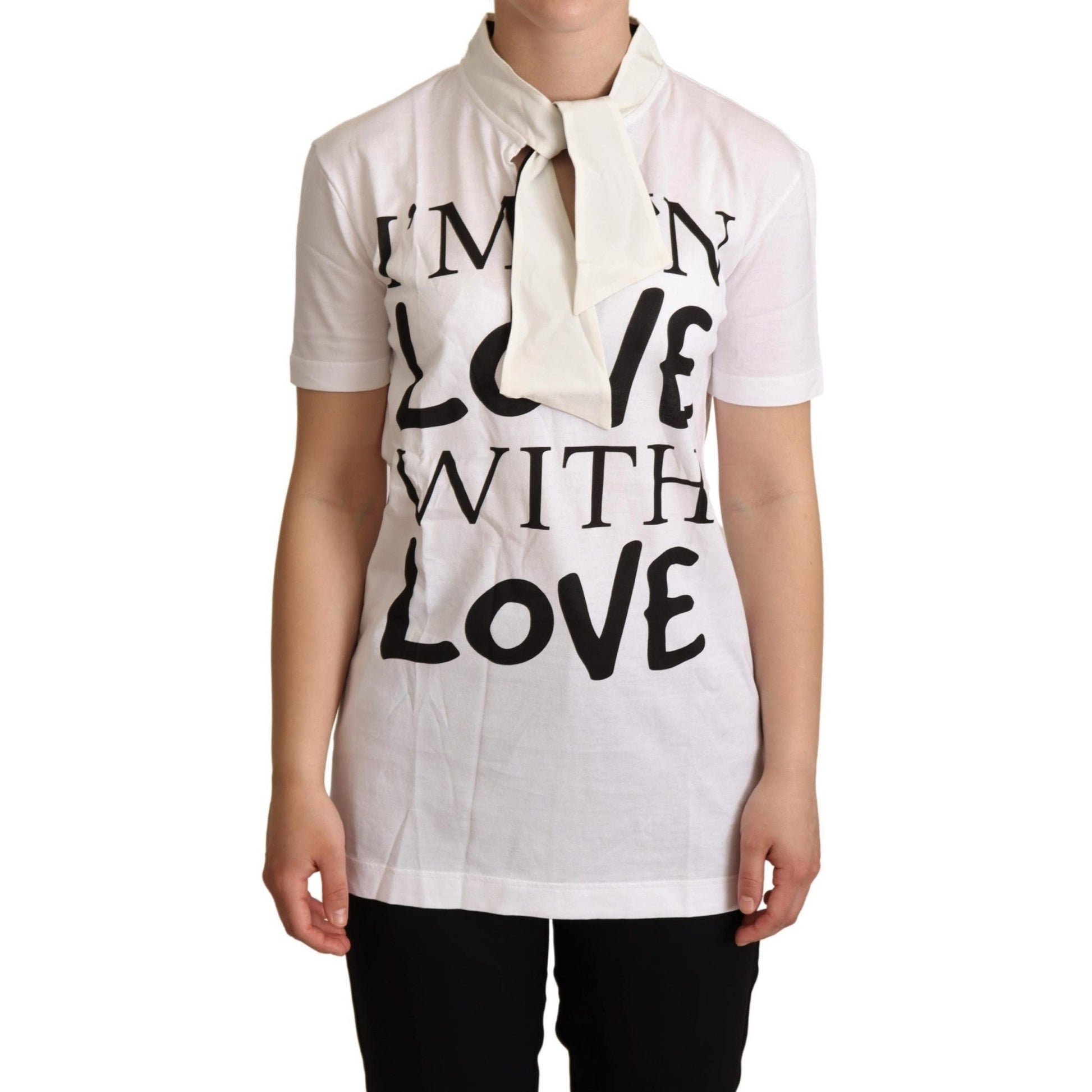Dolce & Gabbana White Cotton Silk I'm In Love Top T-shirt Dolce & Gabbana