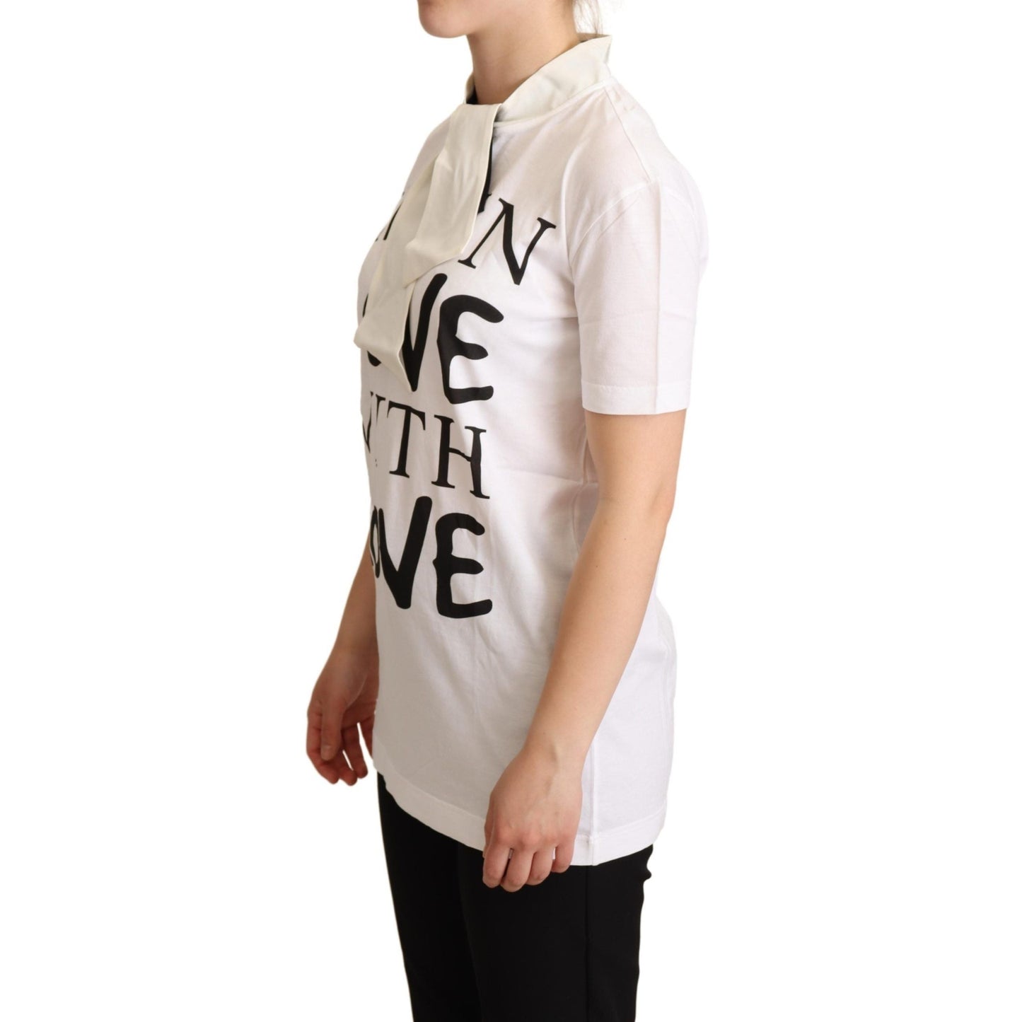 Dolce & Gabbana White Cotton Silk I'm In Love Top T-shirt Dolce & Gabbana