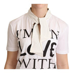 Dolce & Gabbana White Cotton Silk I'm In Love Top T-shirt