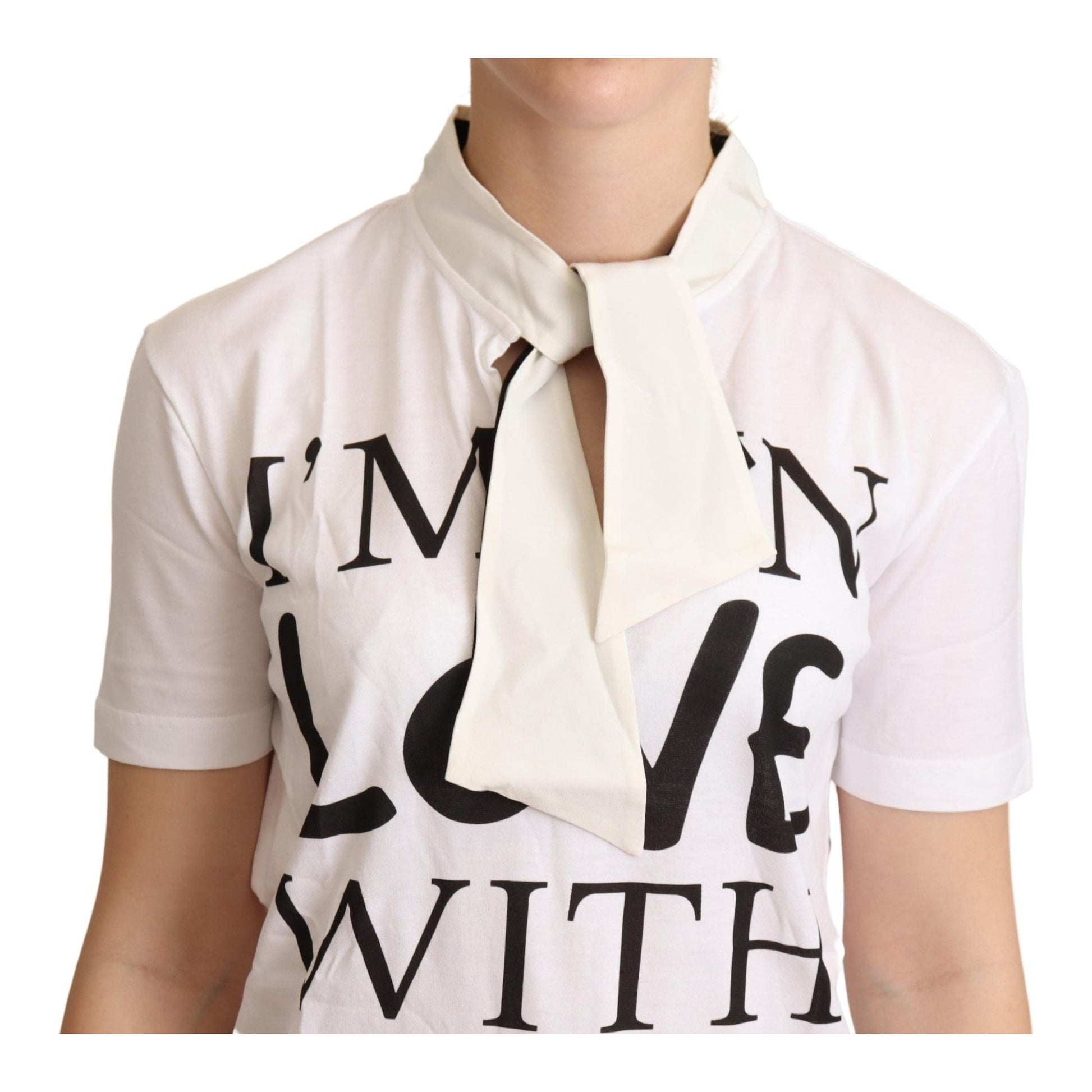 Dolce & Gabbana White Cotton Silk I'm In Love Top T-shirt Dolce & Gabbana