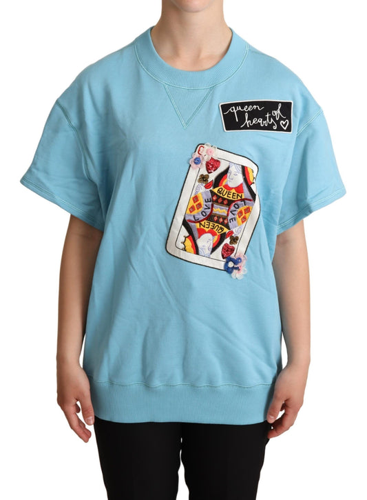 Dolce & Gabbana BLue Queen Of Hearts Card Sweater T-shirt Dolce & Gabbana
