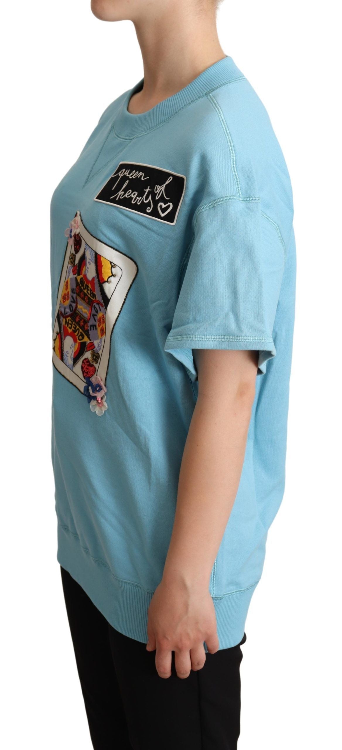 Dolce & Gabbana BLue Queen Of Hearts Card Sweater T-shirt Dolce & Gabbana
