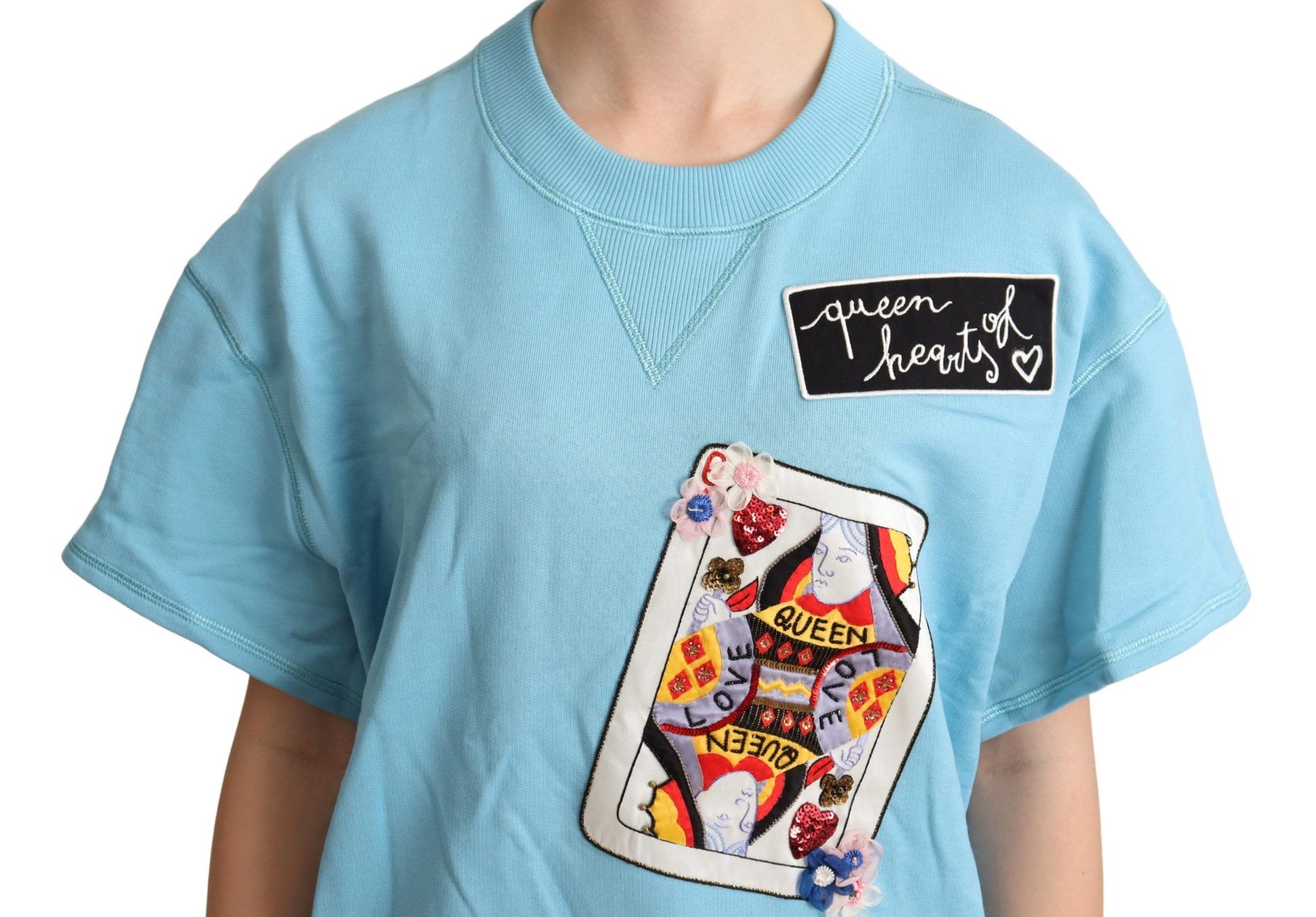 Dolce & Gabbana BLue Queen Of Hearts Card Sweater T-shirt Dolce & Gabbana