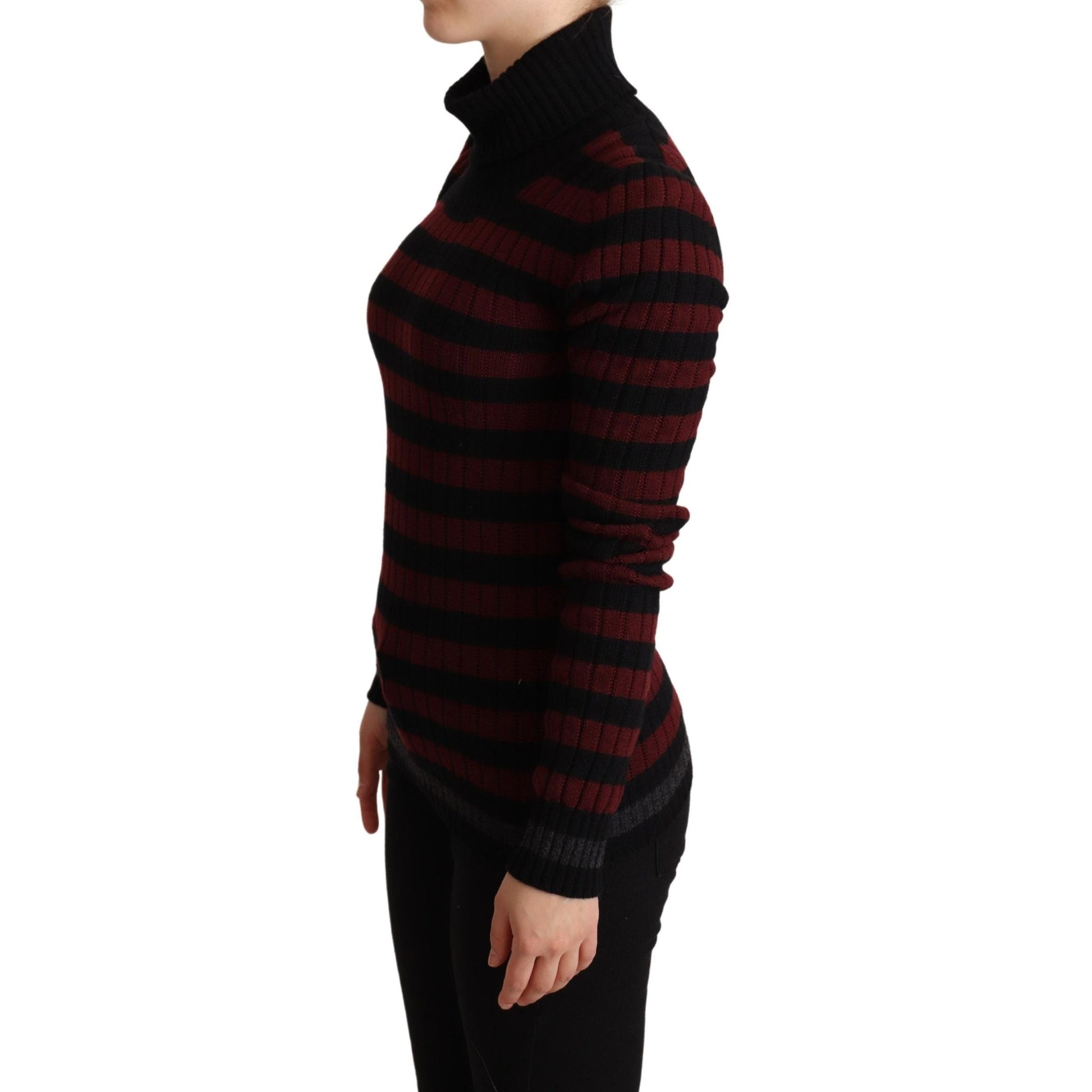 Dolce & Gabbana Black Red Striped Wool Pullover Sweater Dolce & Gabbana
